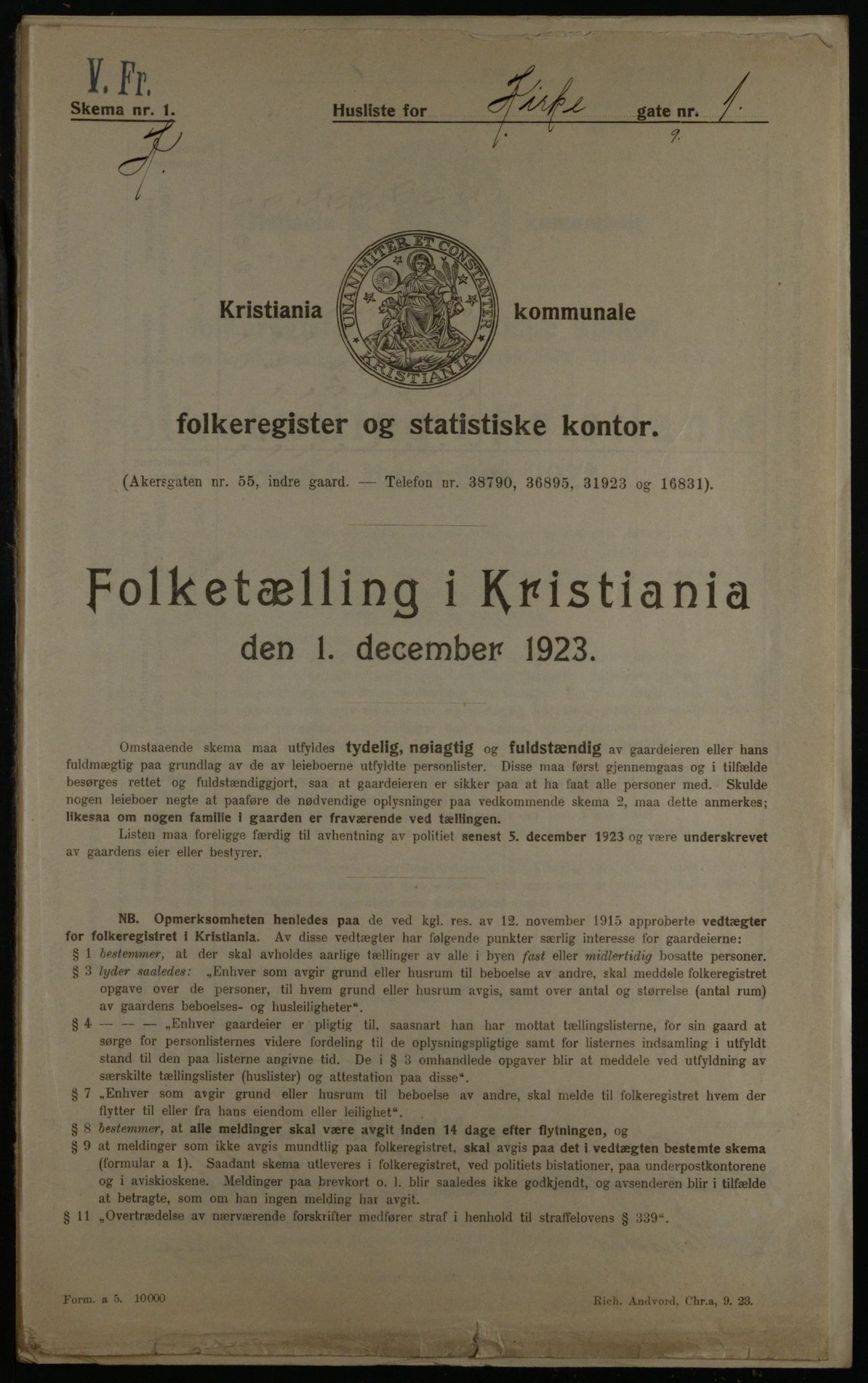 OBA, Kommunal folketelling 1.12.1923 for Kristiania, 1923, s. 55513