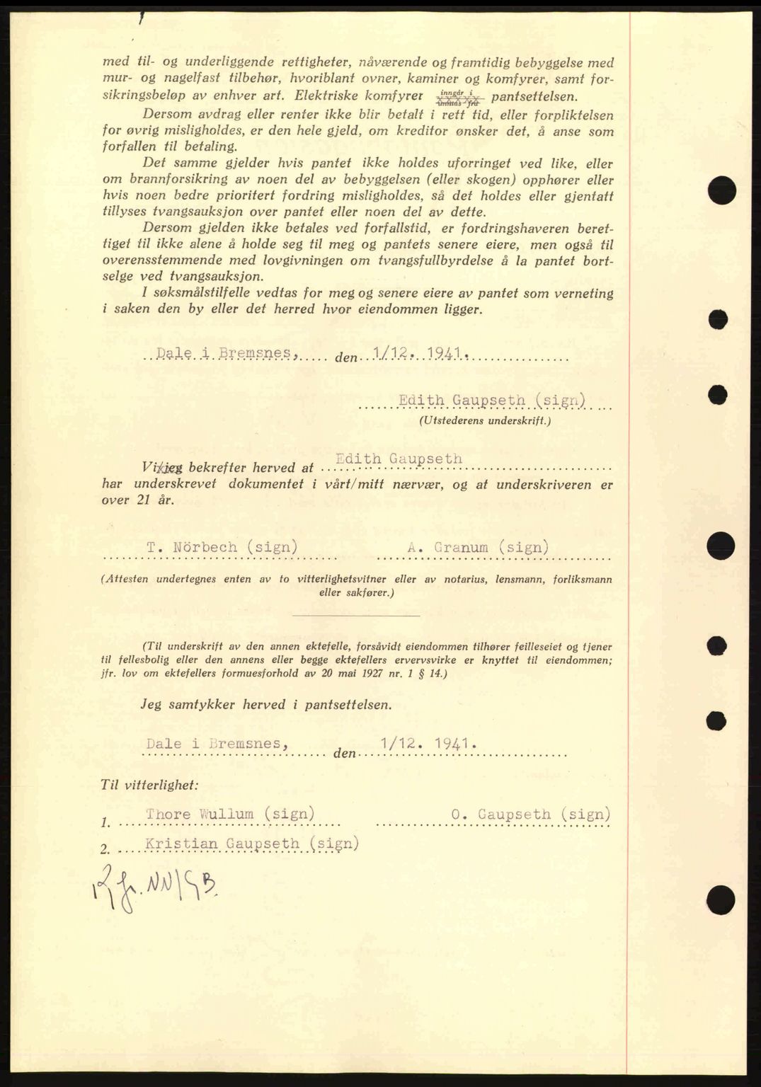 Nordmøre sorenskriveri, AV/SAT-A-4132/1/2/2Ca: Pantebok nr. B88, 1941-1942, Dagboknr: 2323/1941