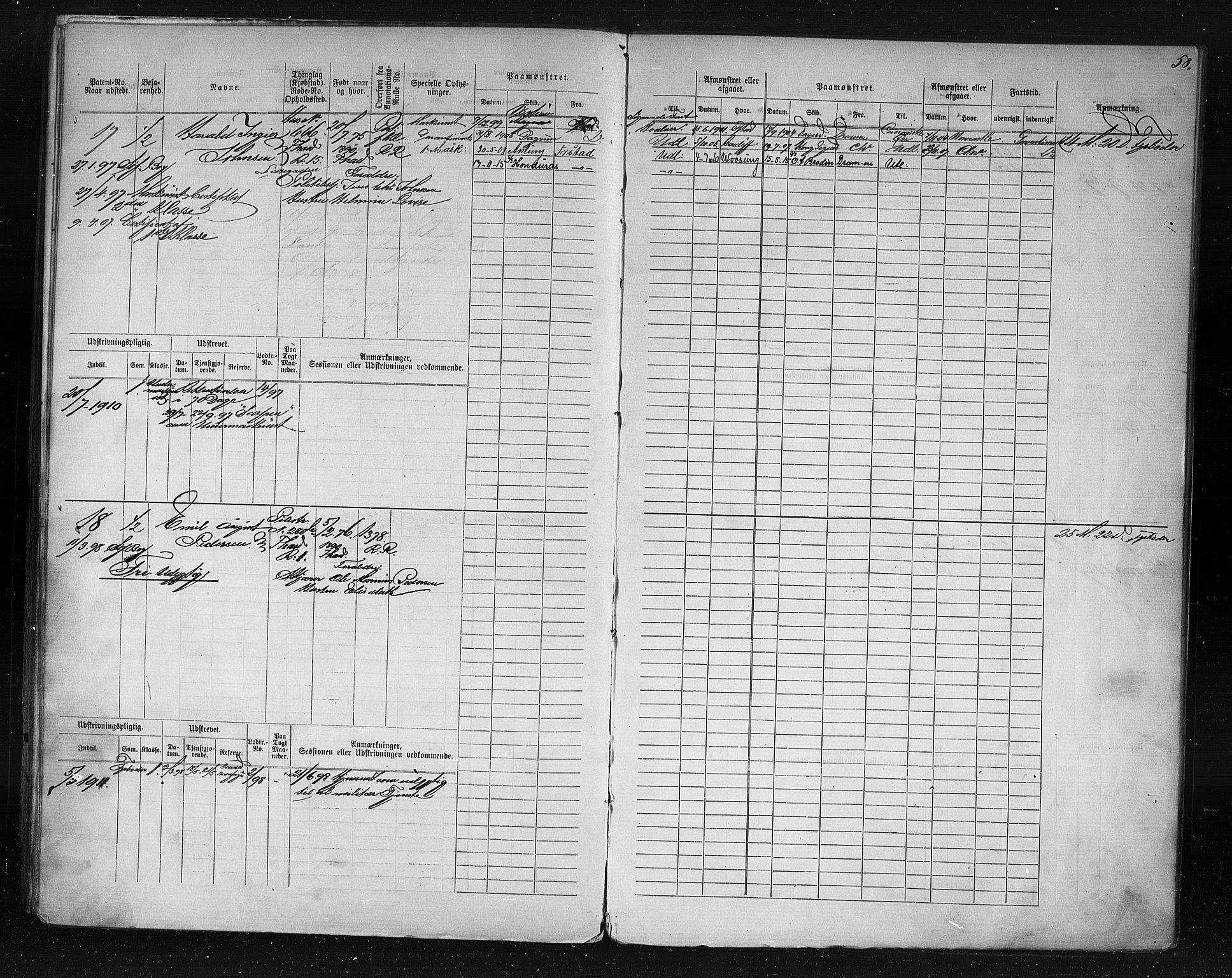 Halden mønstringskontor, AV/SAO-A-10569a/F/Fc/Fcd/L0003: Annotasjons- og hovedrulle for maskinister og fyrbøtere, 1876-1918, s. 17