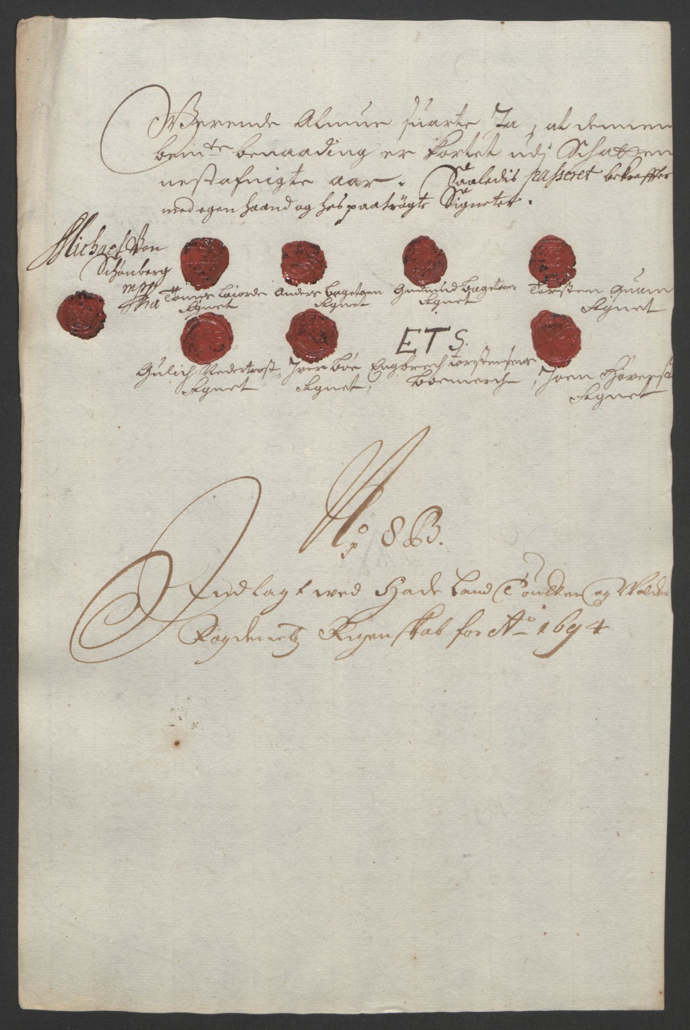 Rentekammeret inntil 1814, Reviderte regnskaper, Fogderegnskap, RA/EA-4092/R18/L1292: Fogderegnskap Hadeland, Toten og Valdres, 1693-1694, s. 399