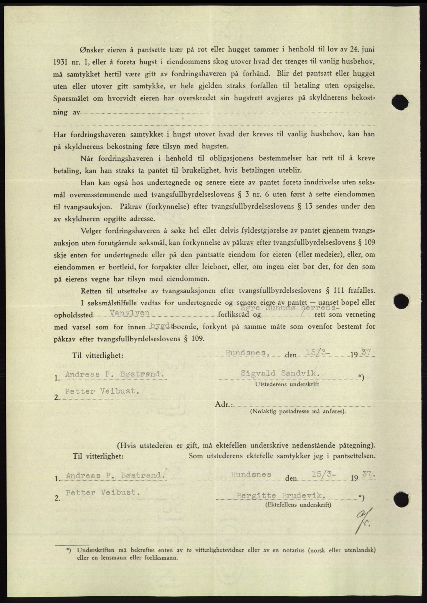 Søre Sunnmøre sorenskriveri, AV/SAT-A-4122/1/2/2C/L0062: Pantebok nr. 56, 1936-1937, Dagboknr: 464/1937