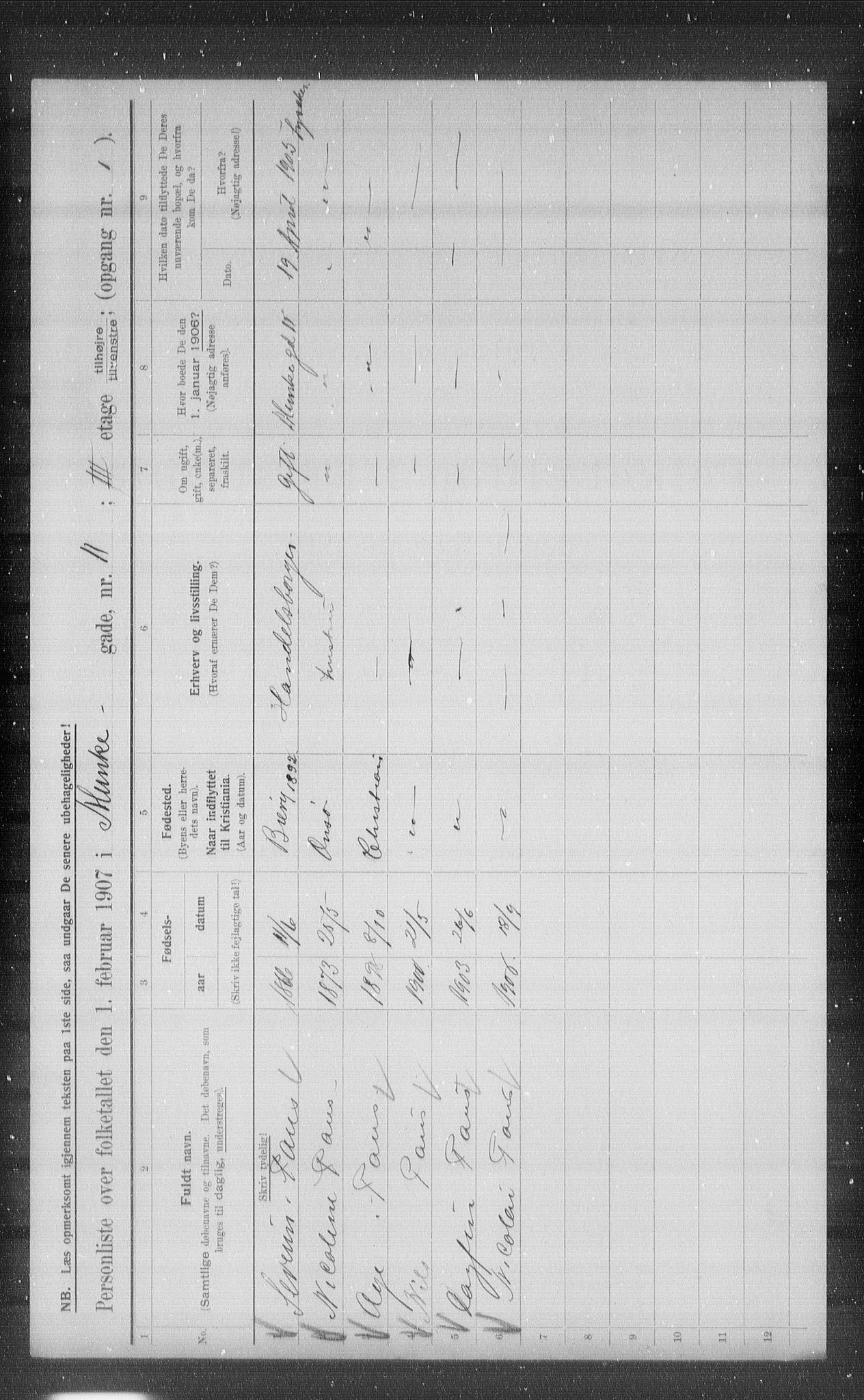 OBA, Kommunal folketelling 1.2.1907 for Kristiania kjøpstad, 1907, s. 34793