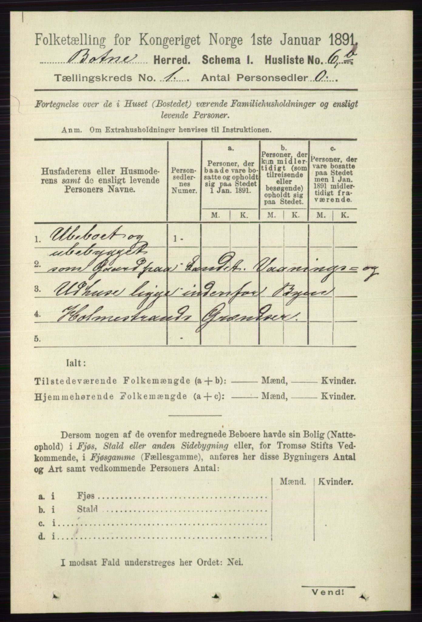 RA, Folketelling 1891 for 0715 Botne herred, 1891, s. 25