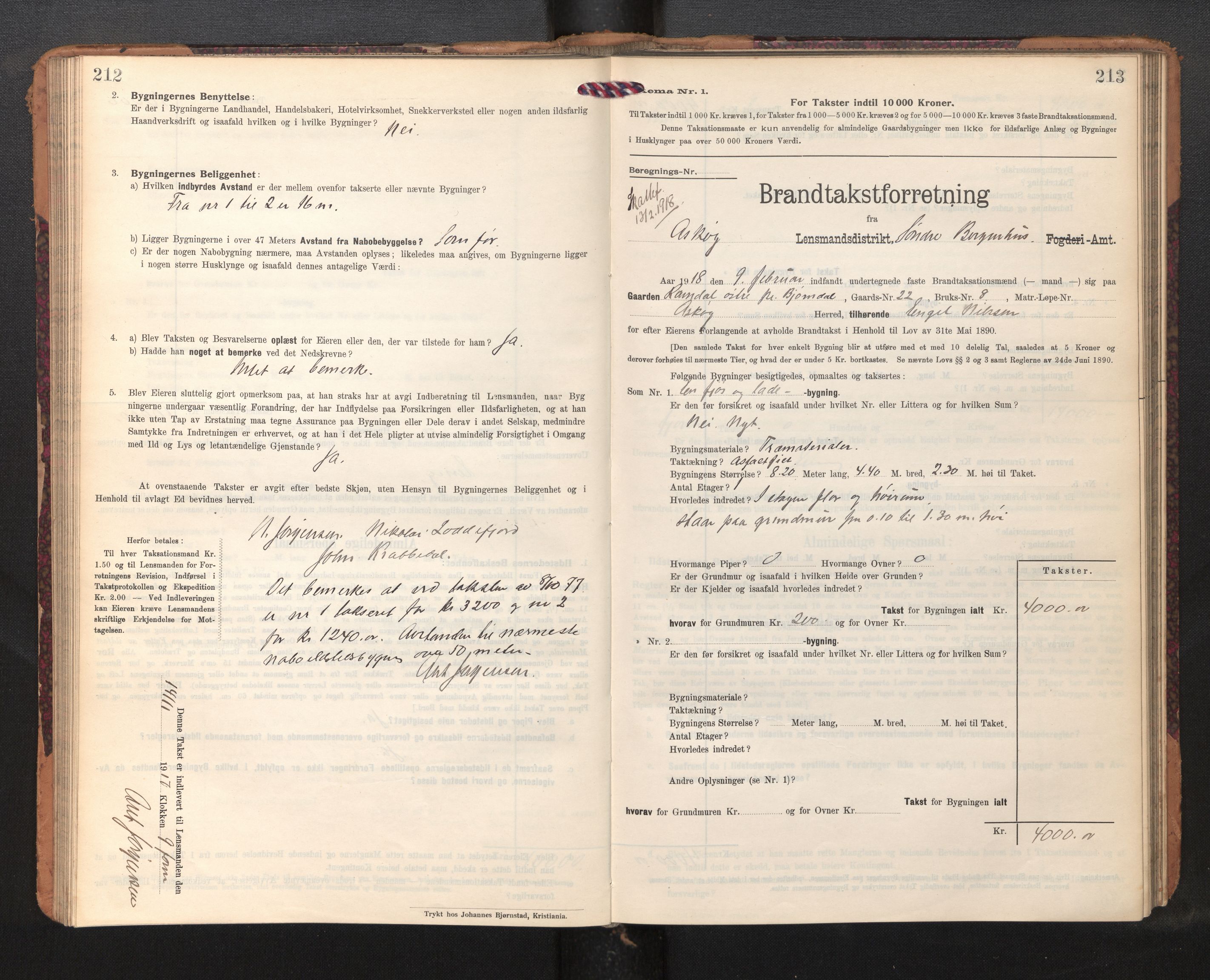 Lensmannen i Askøy, SAB/A-31001/0012/L0007: Branntakstprotokoll, skjematakst, 1910-1919, s. 212-213