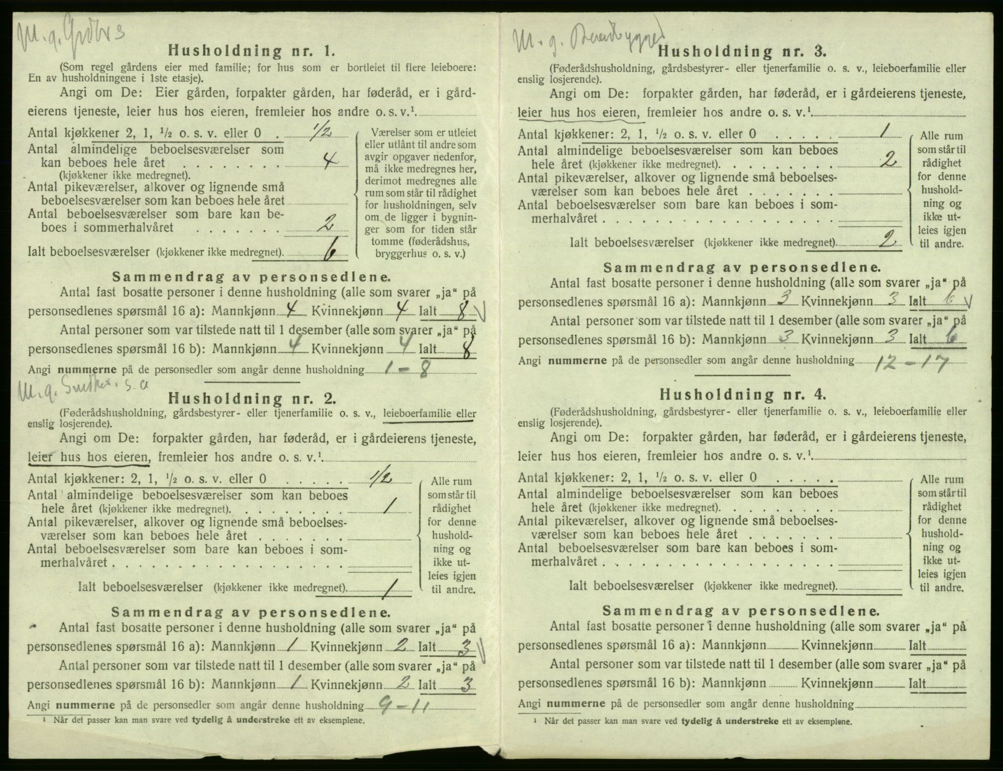 SAB, Folketelling 1920 for 1228 Odda herred, 1920, s. 1014