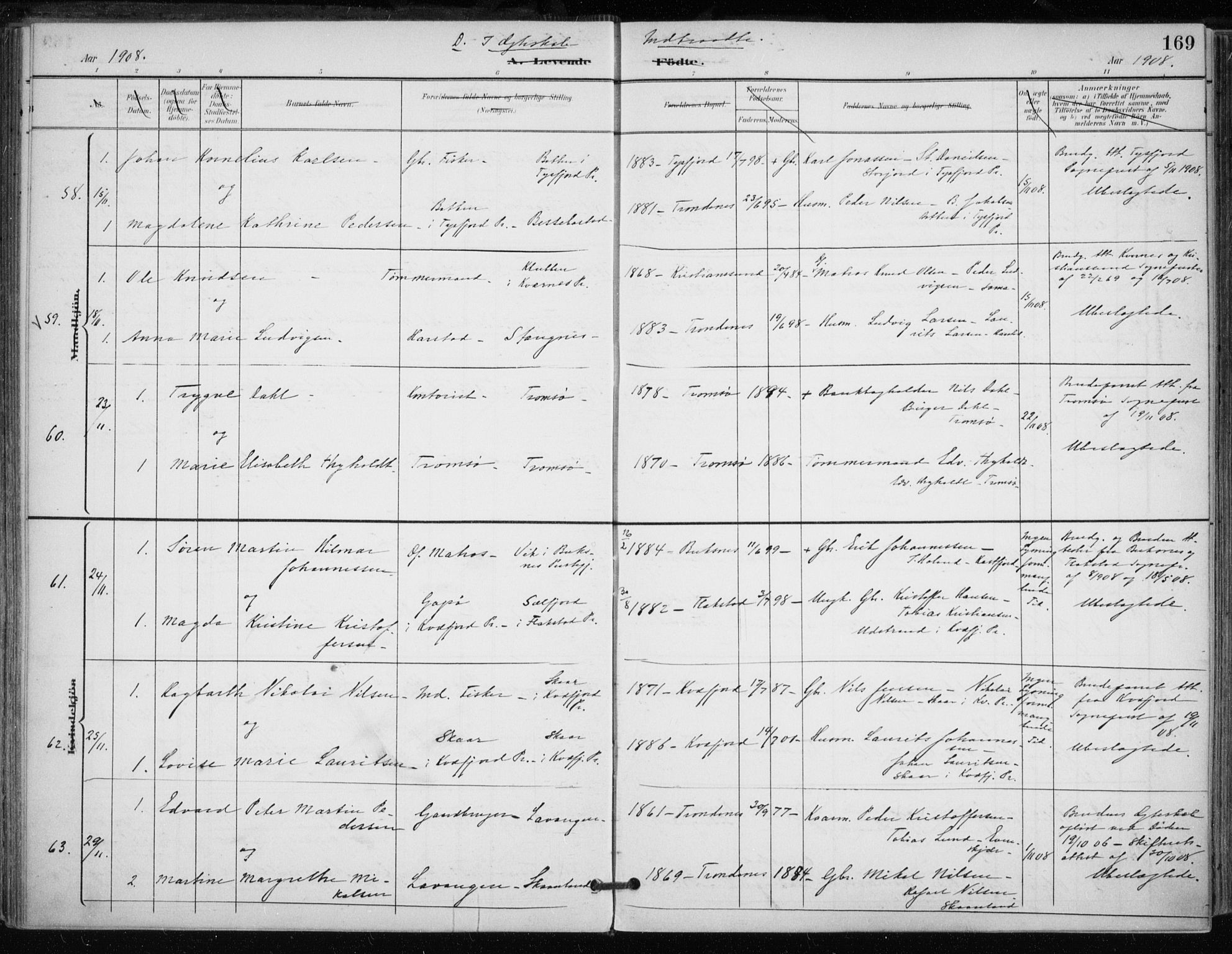 Trondenes sokneprestkontor, AV/SATØ-S-1319/H/Ha/L0017kirke: Ministerialbok nr. 17, 1899-1908, s. 169