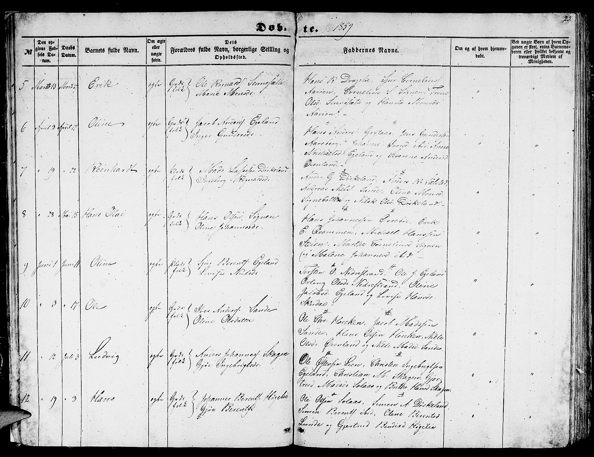 Gaular sokneprestembete, AV/SAB-A-80001/H/Hab: Klokkerbok nr. A 1, 1853-1864, s. 25