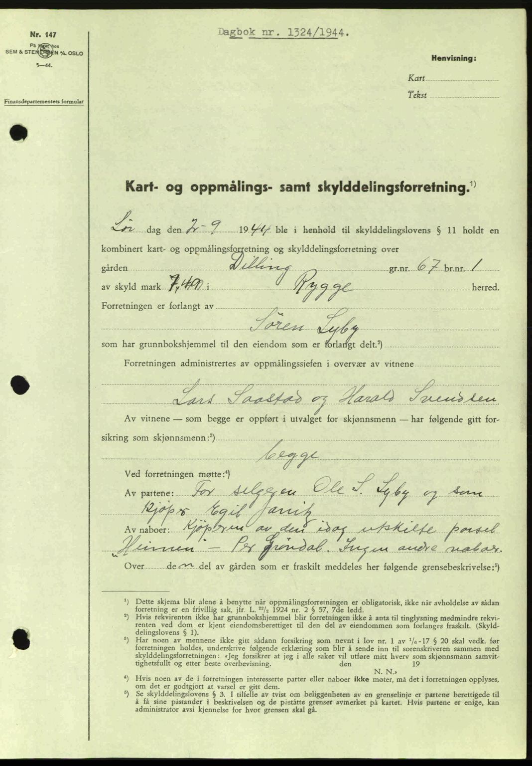 Moss sorenskriveri, SAO/A-10168: Pantebok nr. A12, 1943-1944, Dagboknr: 1324/1944