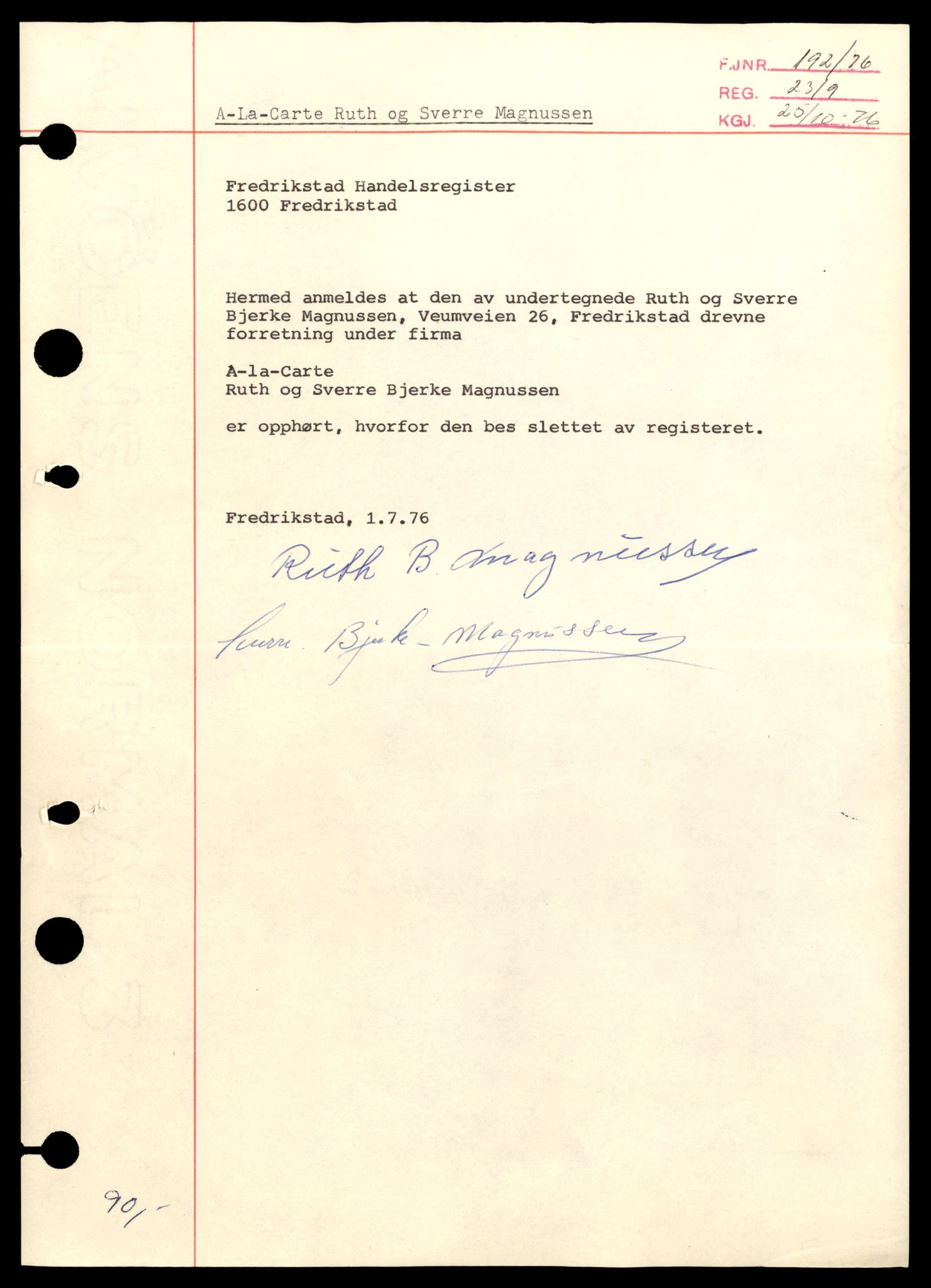 Fredrikstad tingrett, AV/SAT-A-10473/K/Kb/Kba/L0001: Enkeltmannsforetak, aksjeselskap og andelslag, A-And, 1944-1990, s. 1