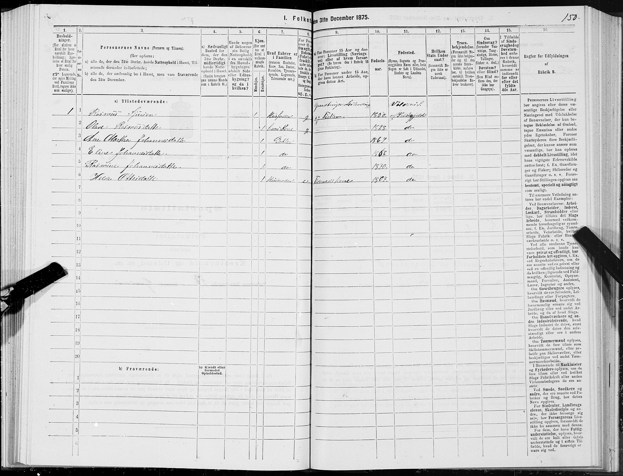 SAT, Folketelling 1875 for 1519P Volda prestegjeld, 1875, s. 5150