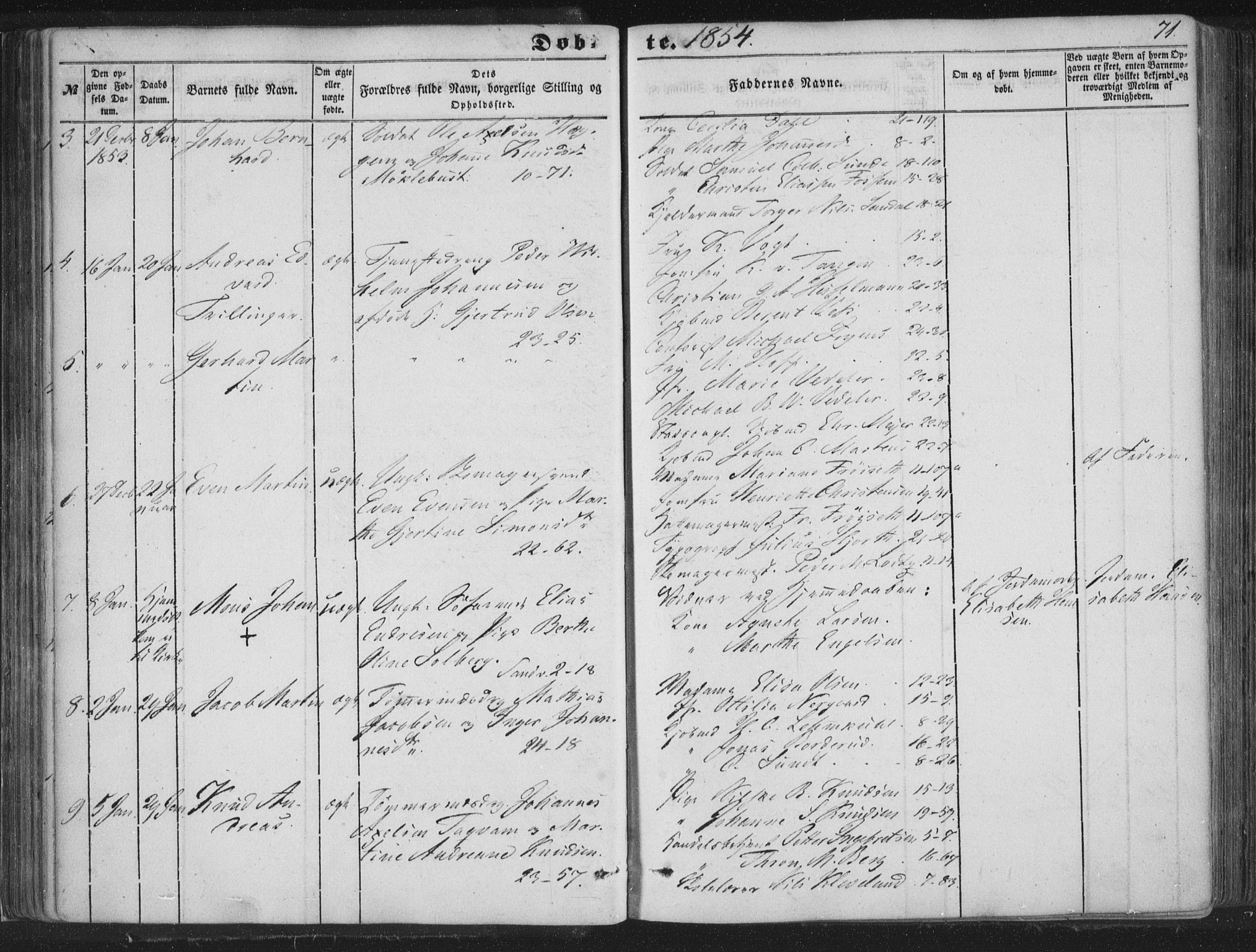Korskirken sokneprestembete, AV/SAB-A-76101/H/Haa/L0017: Ministerialbok nr. B 3, 1851-1857, s. 71