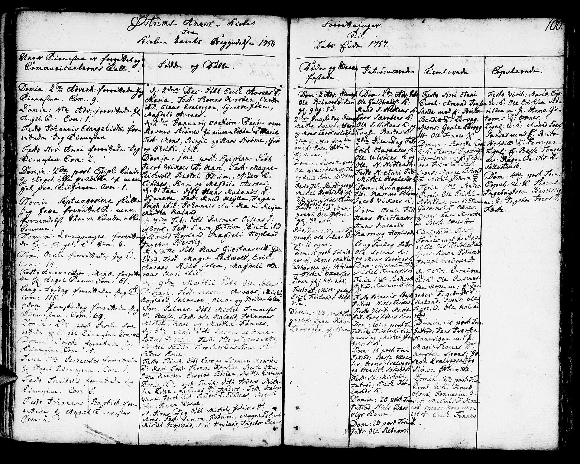 Lindås Sokneprestembete, AV/SAB-A-76701/H/Haa/Haaa/L0003: Ministerialbok nr. A 3, 1748-1764, s. 100