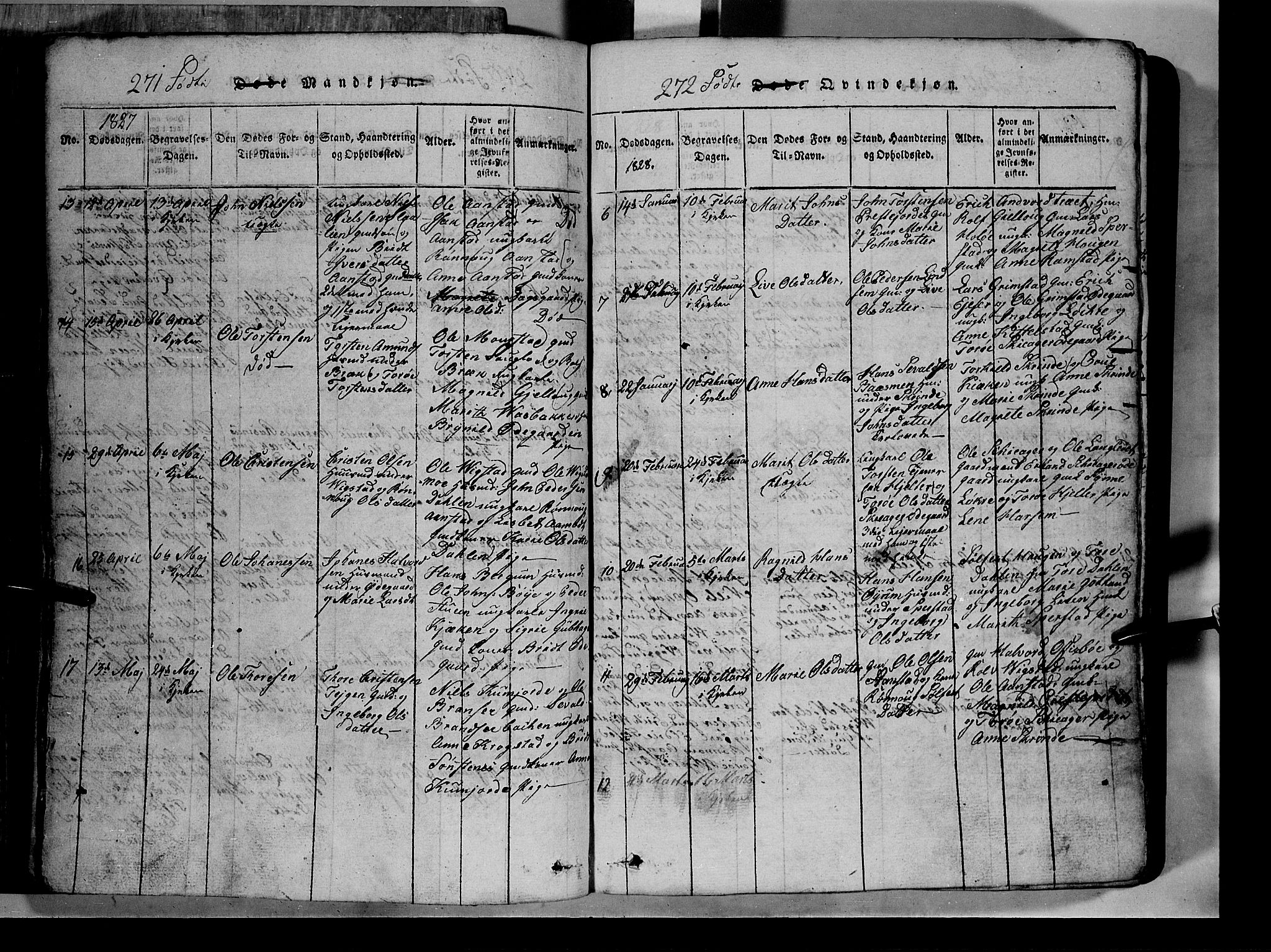 Lom prestekontor, AV/SAH-PREST-070/L/L0003: Klokkerbok nr. 3, 1815-1844, s. 271-272