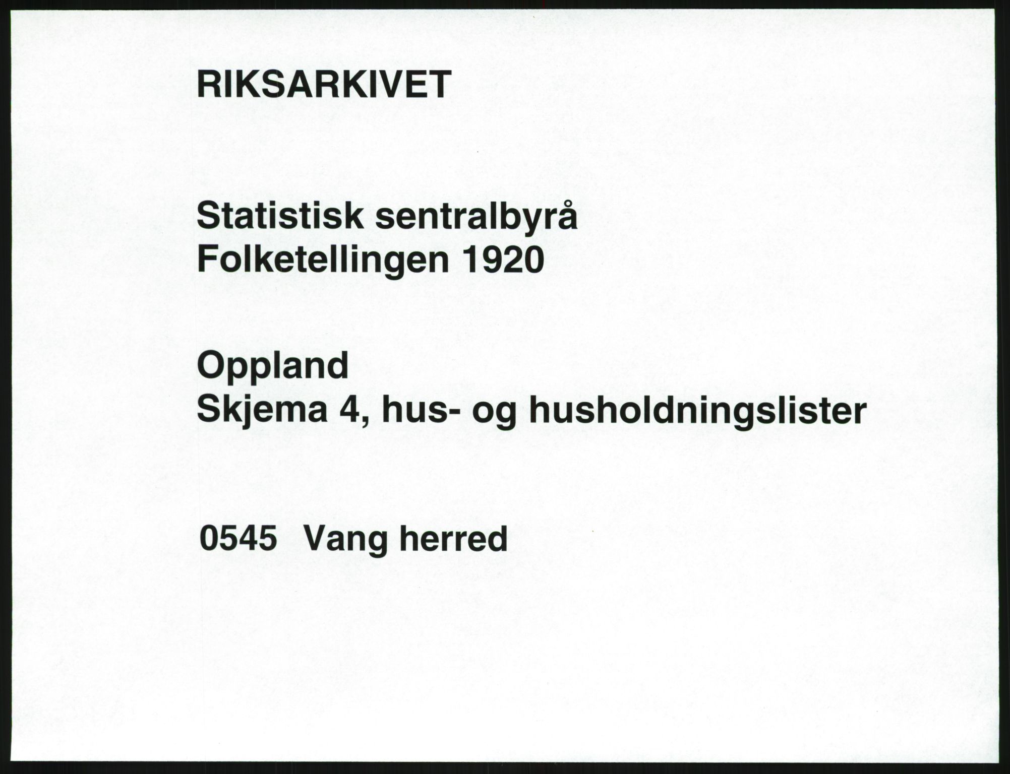 SAH, Folketelling 1920 for 0545 Vang herred, 1920, s. 33