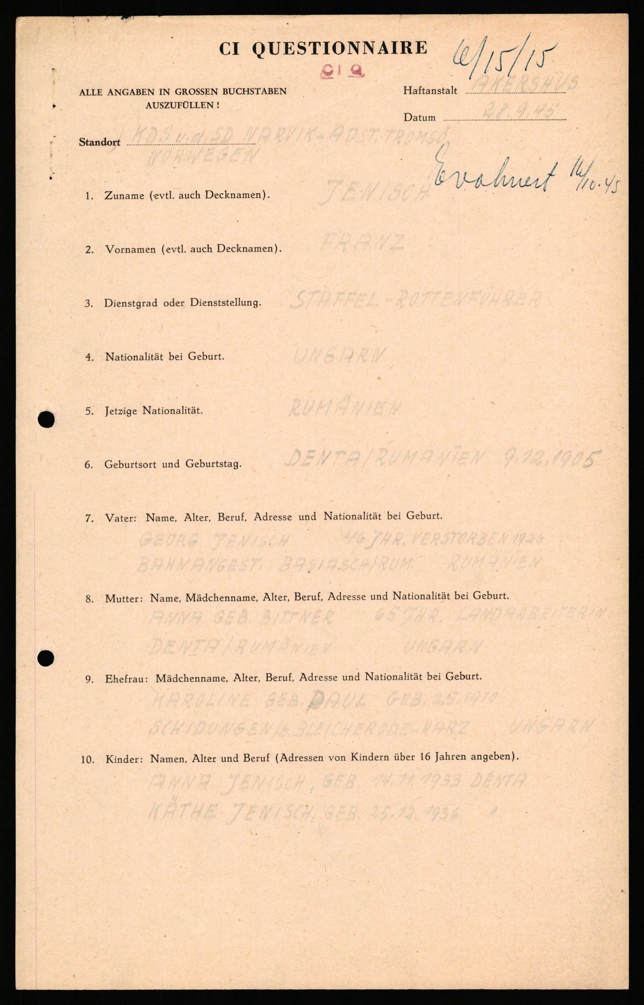 Forsvaret, Forsvarets overkommando II, AV/RA-RAFA-3915/D/Db/L0041: CI Questionaires.  Diverse nasjonaliteter., 1945-1946, s. 545