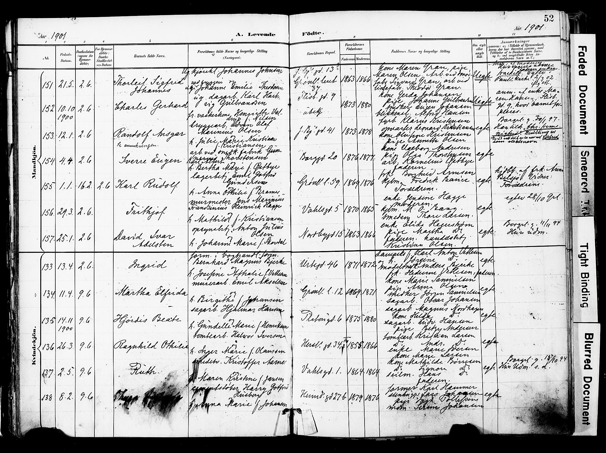 Grønland prestekontor Kirkebøker, AV/SAO-A-10848/F/Fa/L0014: Ministerialbok nr. 14, 1900-1911, s. 52