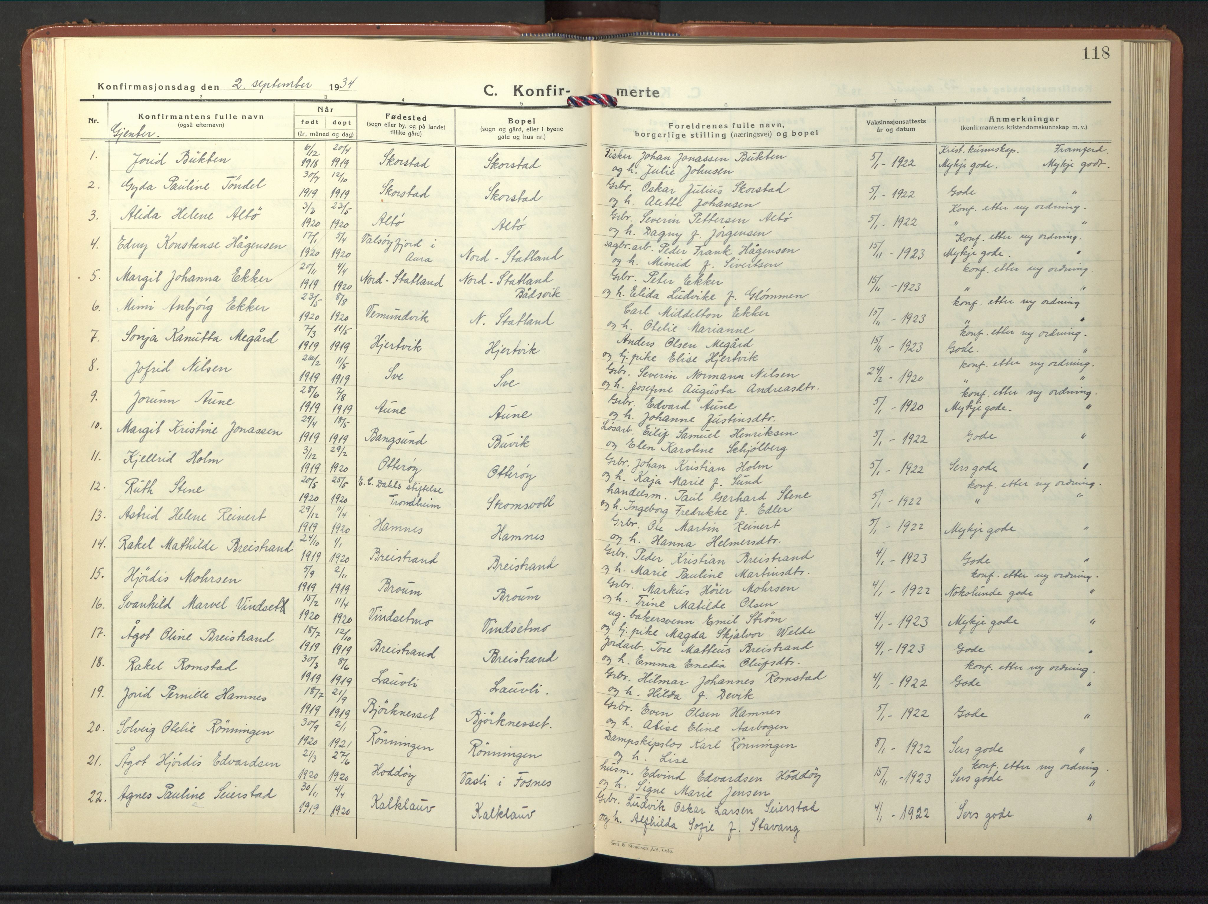 Ministerialprotokoller, klokkerbøker og fødselsregistre - Nord-Trøndelag, AV/SAT-A-1458/774/L0631: Klokkerbok nr. 774C02, 1934-1950, s. 118