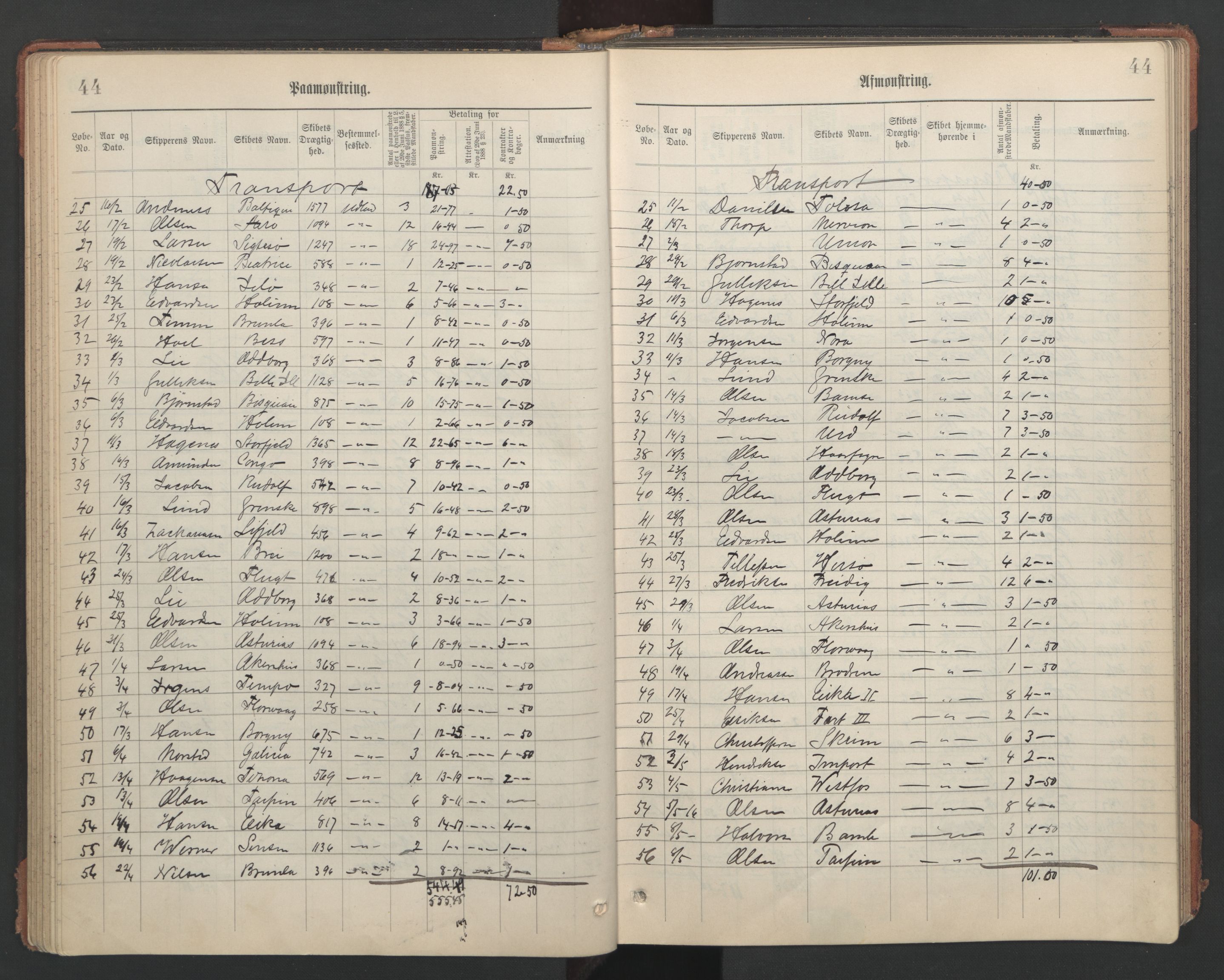 Skien innrulleringskontor, SAKO/A-832/H/Ha/L0003: Mønstringsjournal, 1906-1946, s. 44