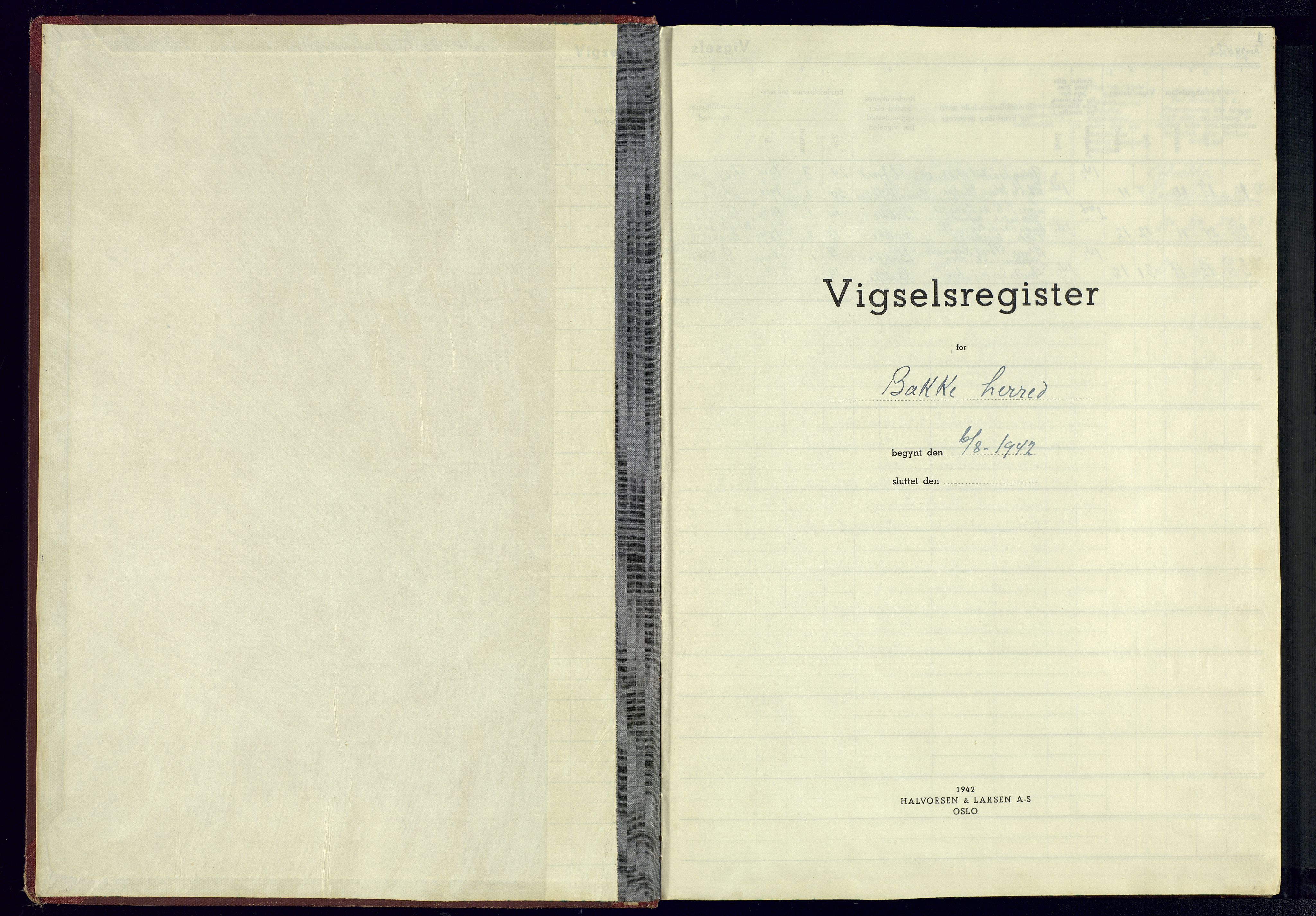 Bakke sokneprestkontor, SAK/1111-0002/J/Jb/L0005: Vigselsregister nr. A-VI-16, 1942-1945