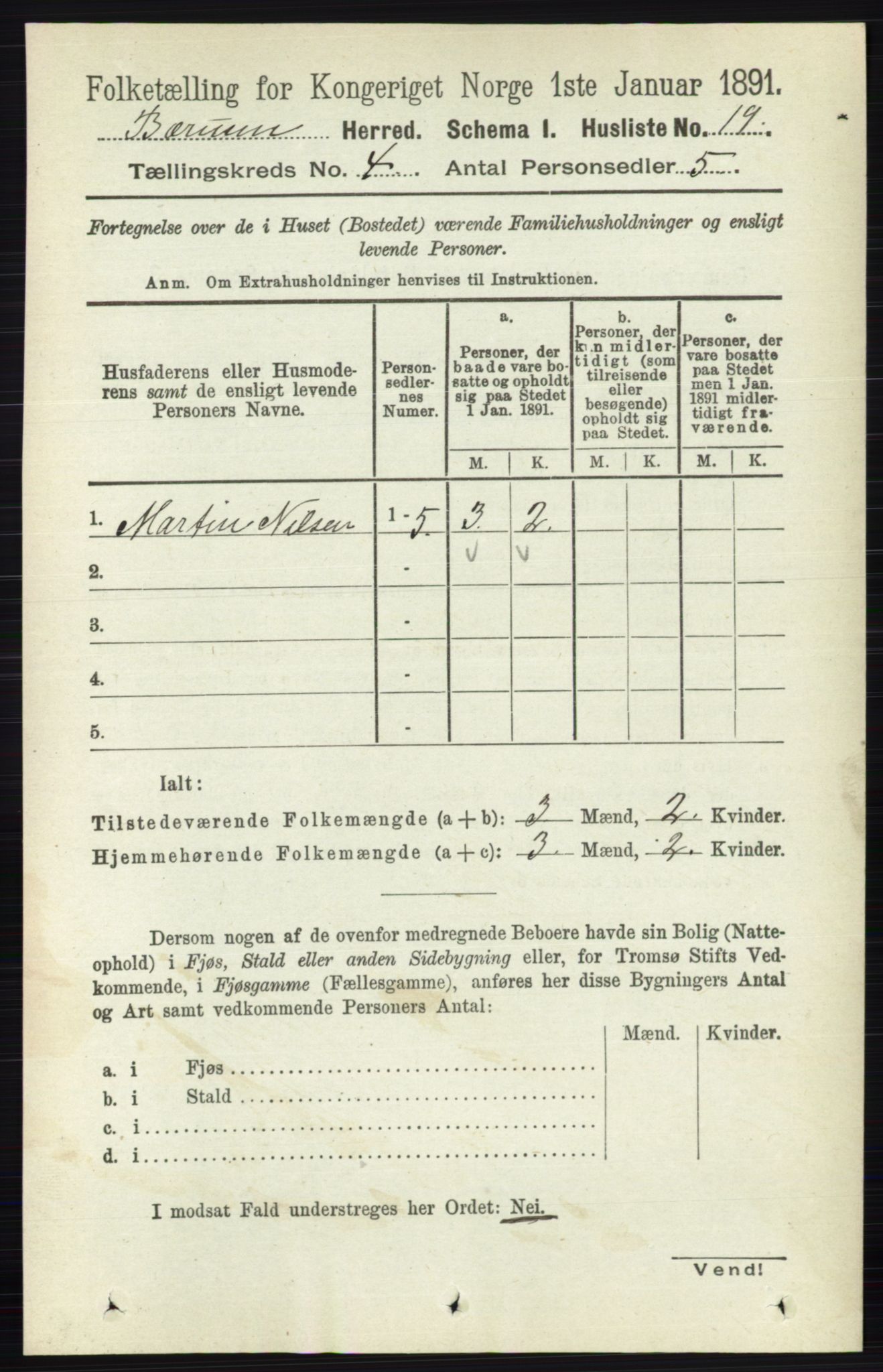 RA, Folketelling 1891 for 0219 Bærum herred, 1891, s. 2422