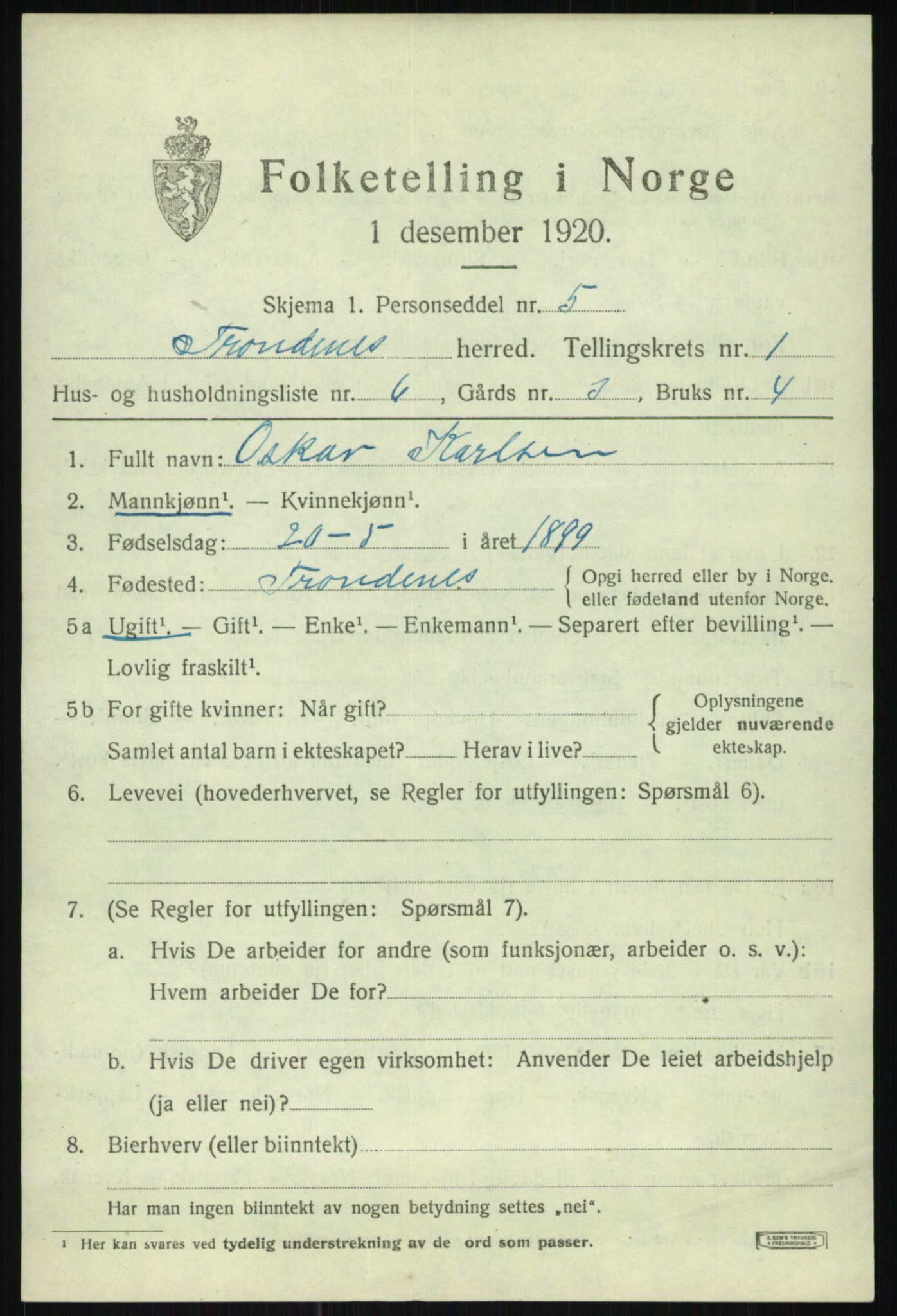 SATØ, Folketelling 1920 for 1914 Trondenes herred, 1920, s. 3229