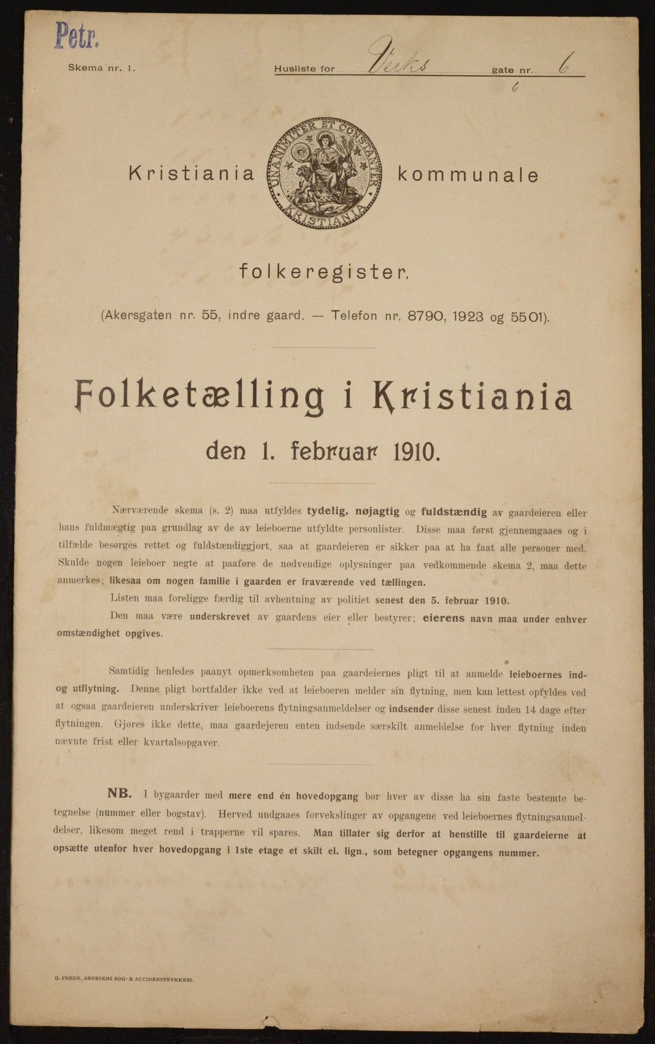 OBA, Kommunal folketelling 1.2.1910 for Kristiania, 1910, s. 115567