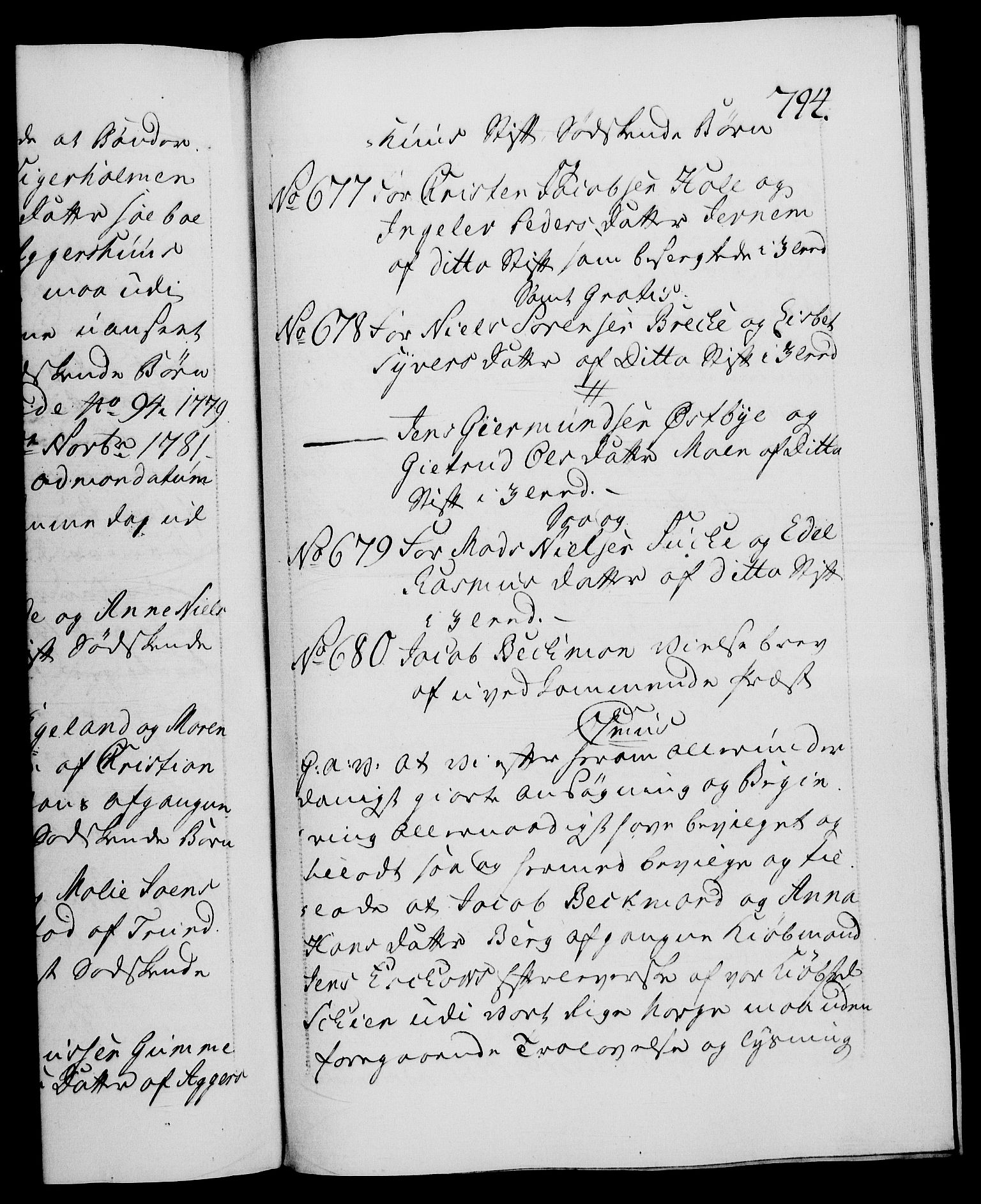 Danske Kanselli 1572-1799, AV/RA-EA-3023/F/Fc/Fca/Fcaa/L0048: Norske registre, 1779-1781, s. 794a