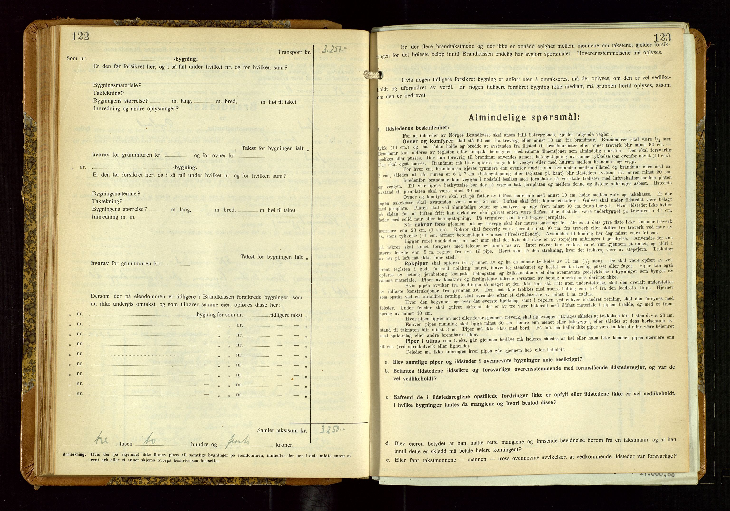 Sand lensmannskontor, AV/SAST-A-100415/Goc/L0002: "Brandtaxationsprotokol", 1936-1952, s. 122-123