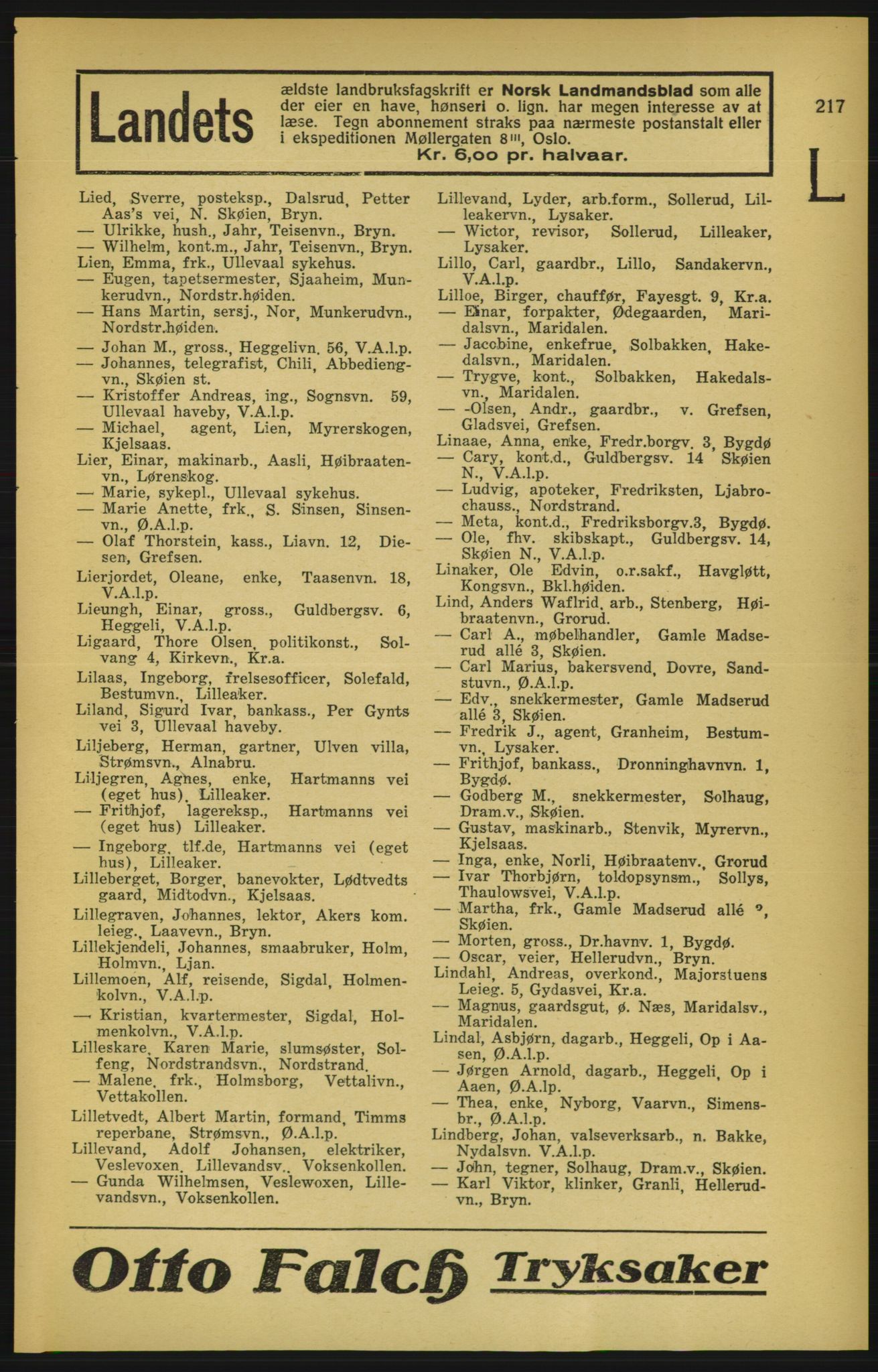 Aker adressebok/adressekalender, PUBL/001/A/003: Akers adressekalender, 1924-1925, s. 217