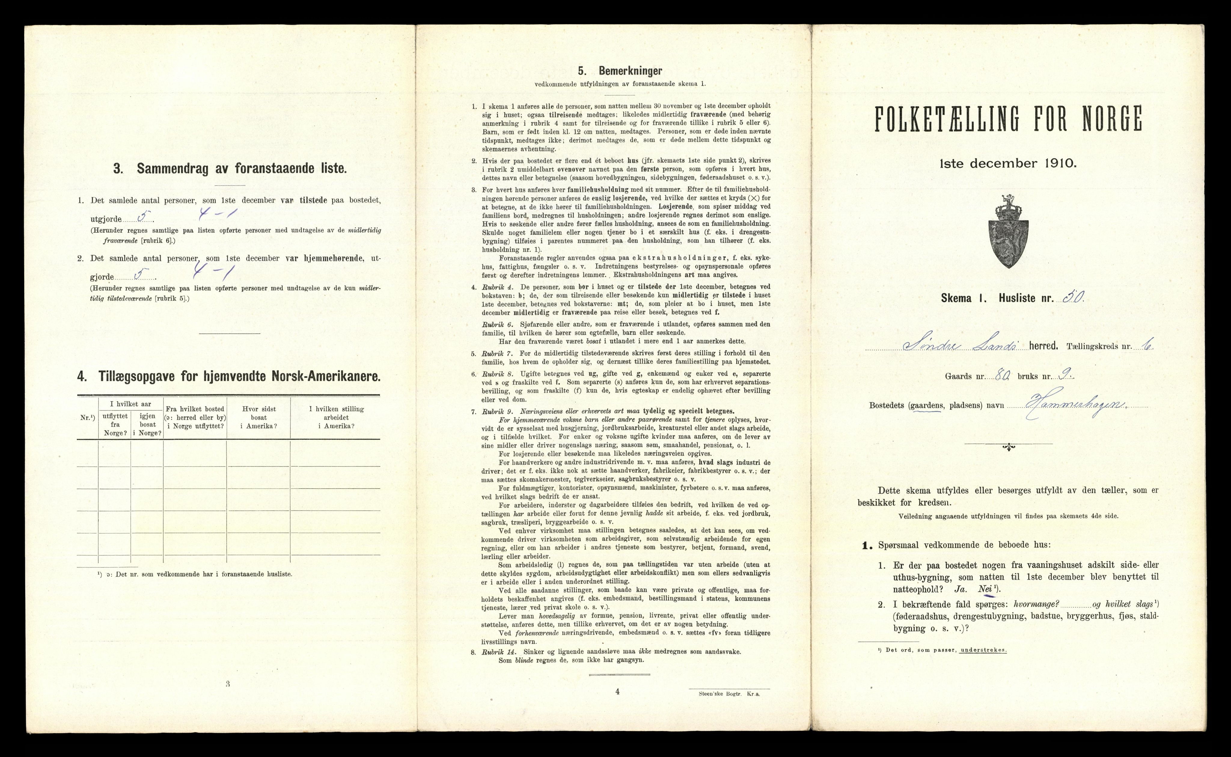 RA, Folketelling 1910 for 0536 Søndre Land herred, 1910, s. 1480
