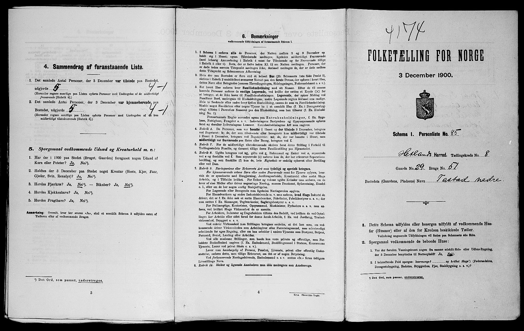 SAST, Folketelling 1900 for 1126 Hetland herred, 1900, s. 1259