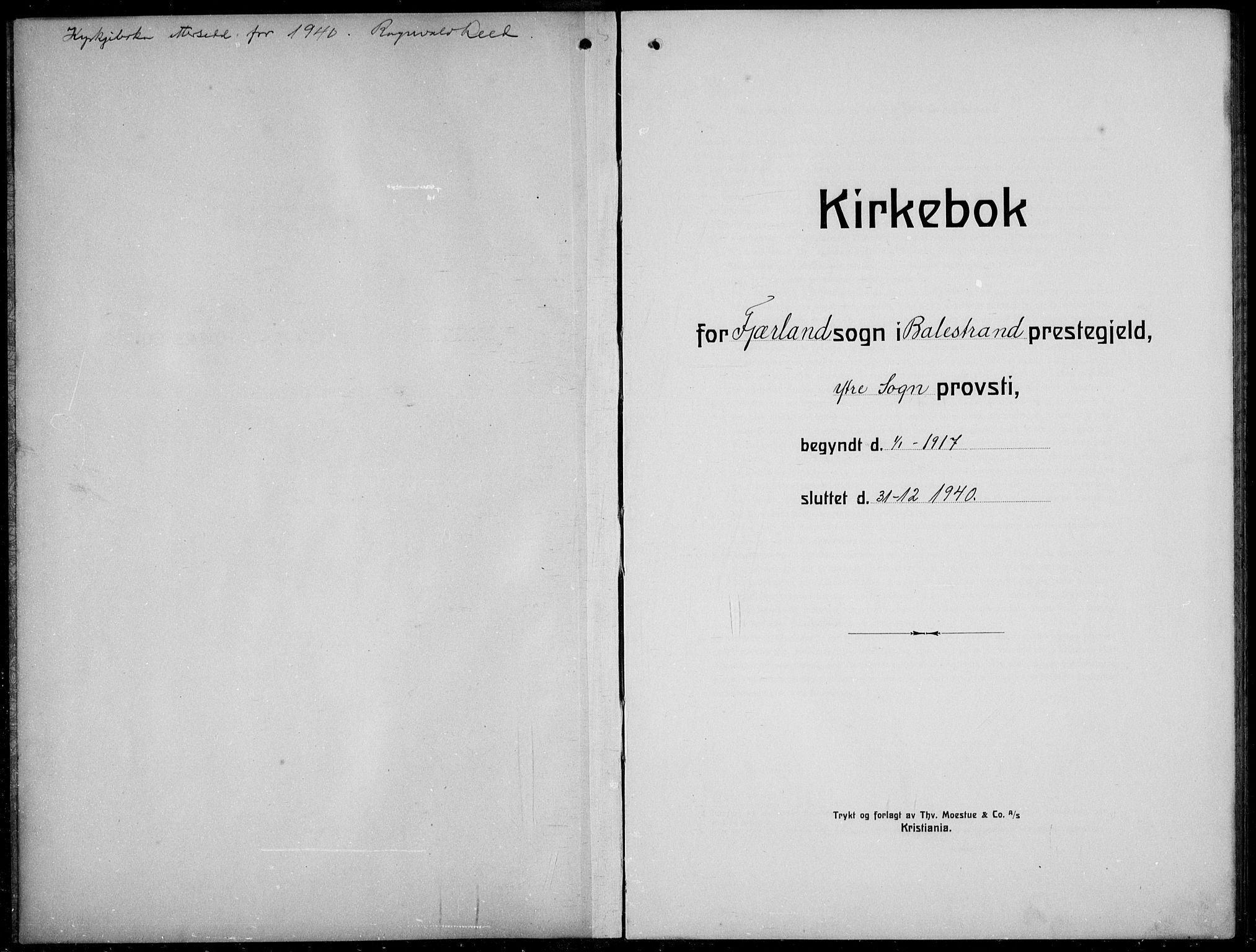 Balestrand sokneprestembete, AV/SAB-A-79601/H/Hab/Habb/L0002: Klokkerbok nr. B 2, 1917-1940