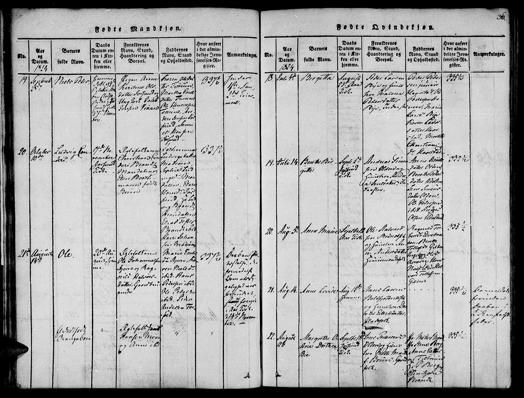 Ministerialprotokoller, klokkerbøker og fødselsregistre - Sør-Trøndelag, SAT/A-1456/655/L0675: Ministerialbok nr. 655A04, 1818-1830, s. 36
