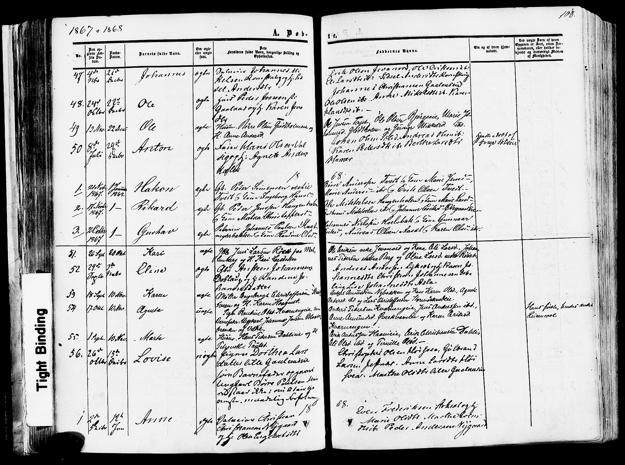 Vang prestekontor, Hedmark, AV/SAH-PREST-008/H/Ha/Haa/L0013: Ministerialbok nr. 13, 1855-1879, s. 108
