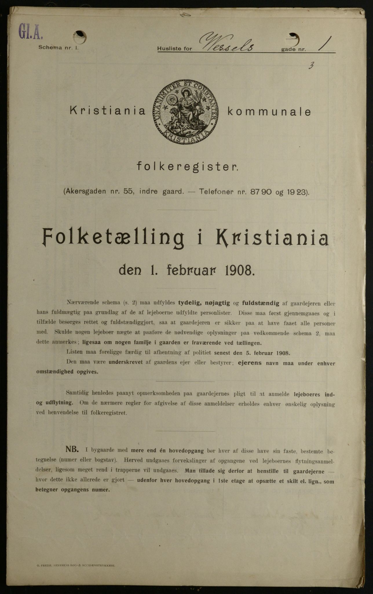 OBA, Kommunal folketelling 1.2.1908 for Kristiania kjøpstad, 1908, s. 114802