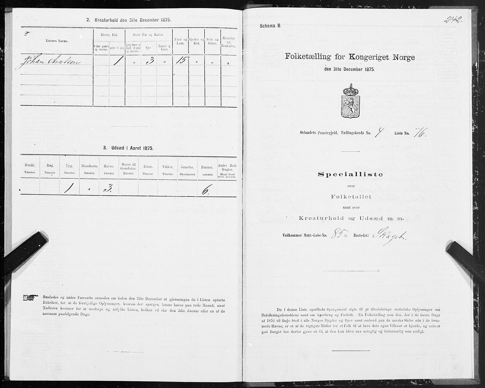 SAT, Folketelling 1875 for 1621P Ørland prestegjeld, 1875, s. 2242