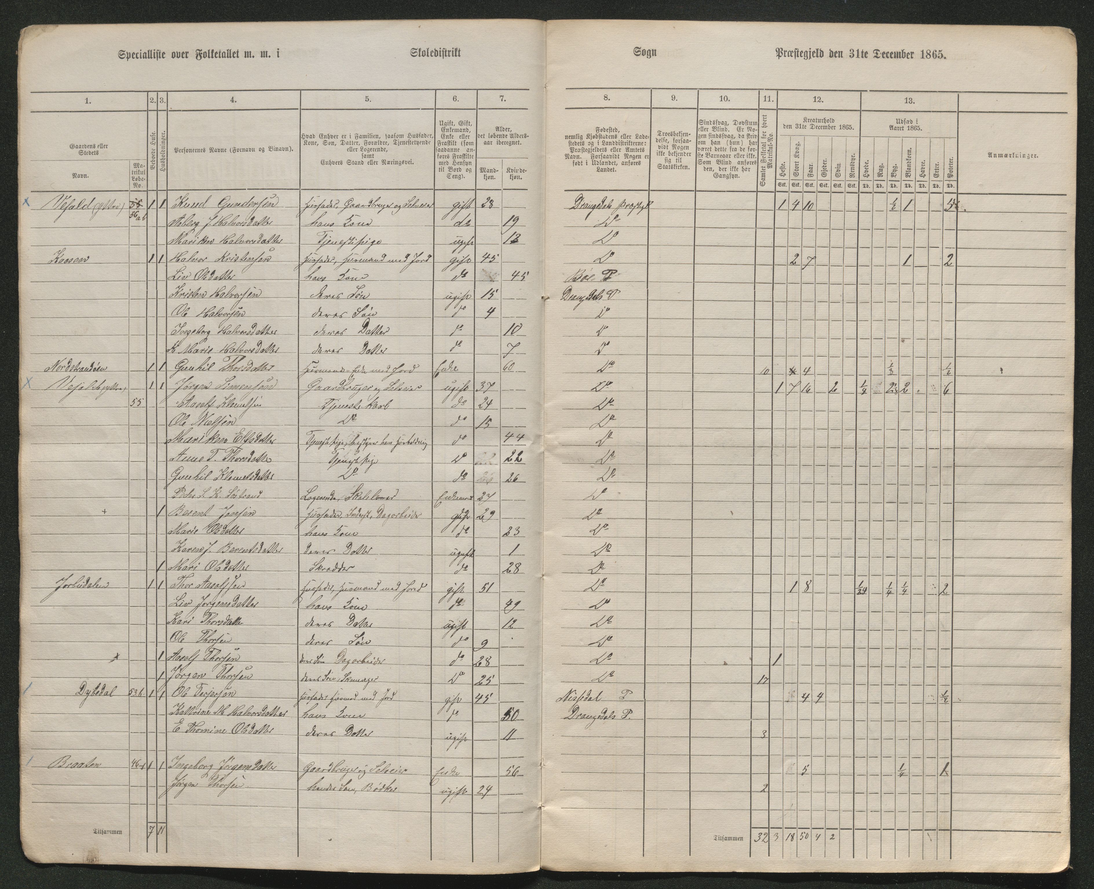 SAKO, Fantetellingen i Drangedal 1865, 1865, s. 51
