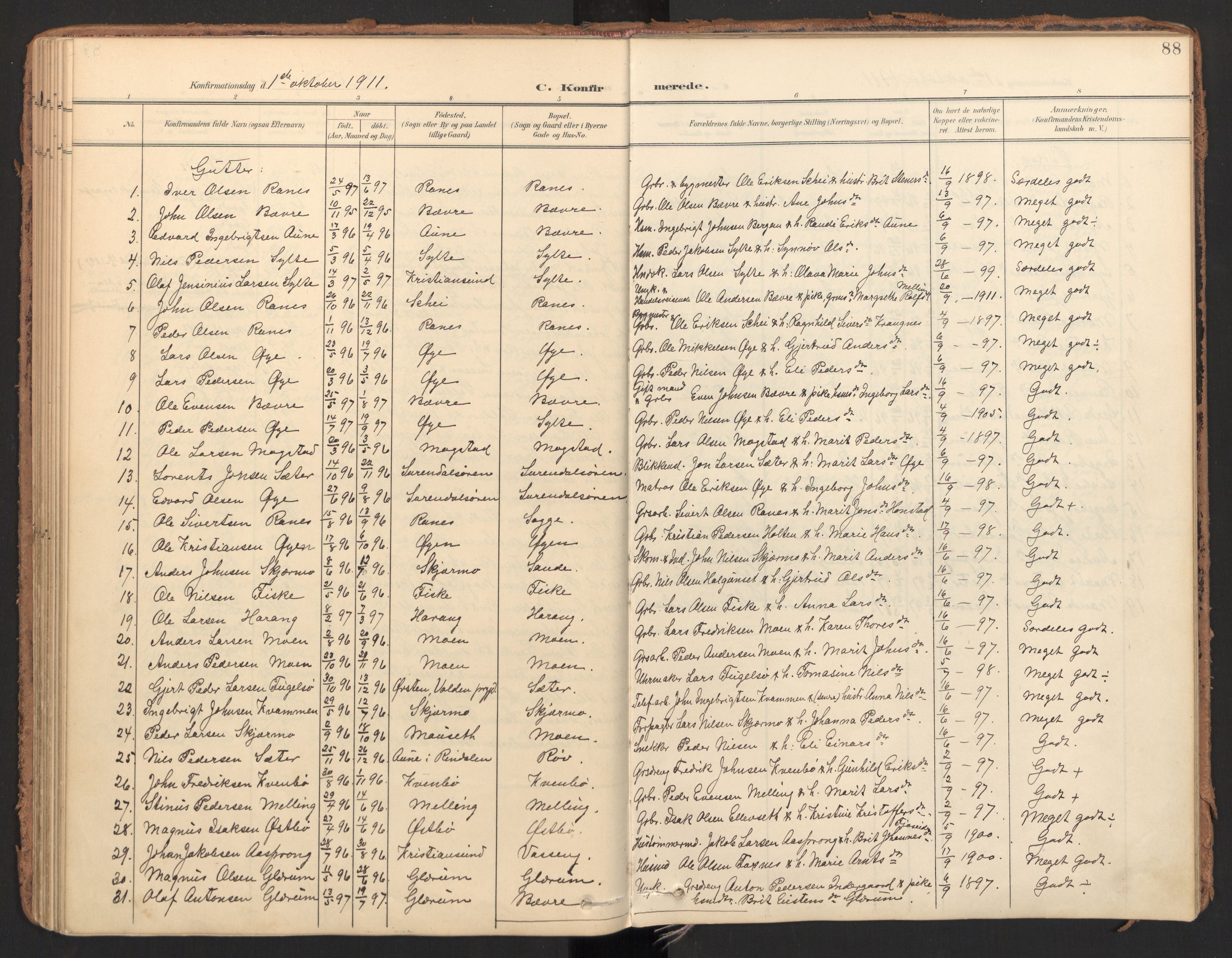 Ministerialprotokoller, klokkerbøker og fødselsregistre - Møre og Romsdal, AV/SAT-A-1454/596/L1057: Ministerialbok nr. 596A02, 1900-1917, s. 88