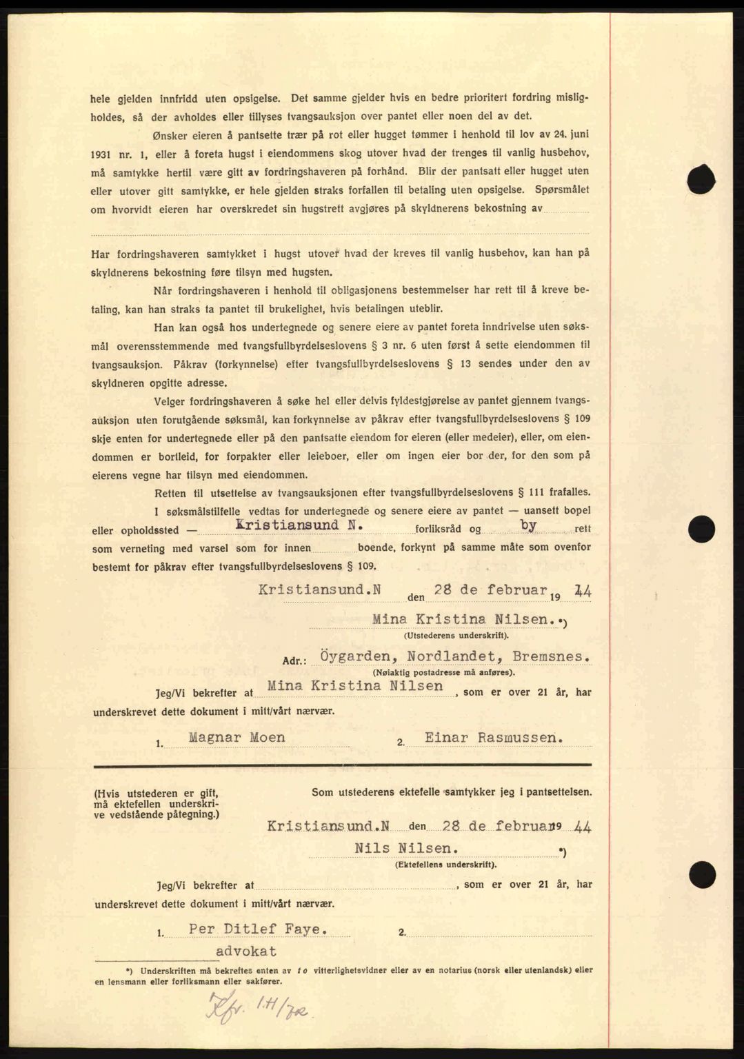 Nordmøre sorenskriveri, AV/SAT-A-4132/1/2/2Ca: Pantebok nr. B91, 1943-1944, Dagboknr: 381/1944