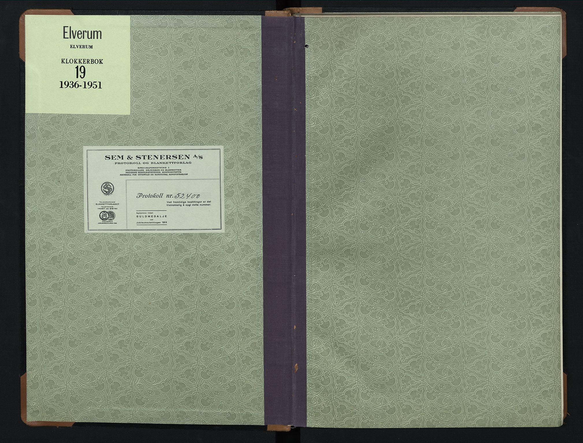 Elverum prestekontor, AV/SAH-PREST-044/H/Ha/Hab/L0019: Klokkerbok nr. 19, 1936-1951
