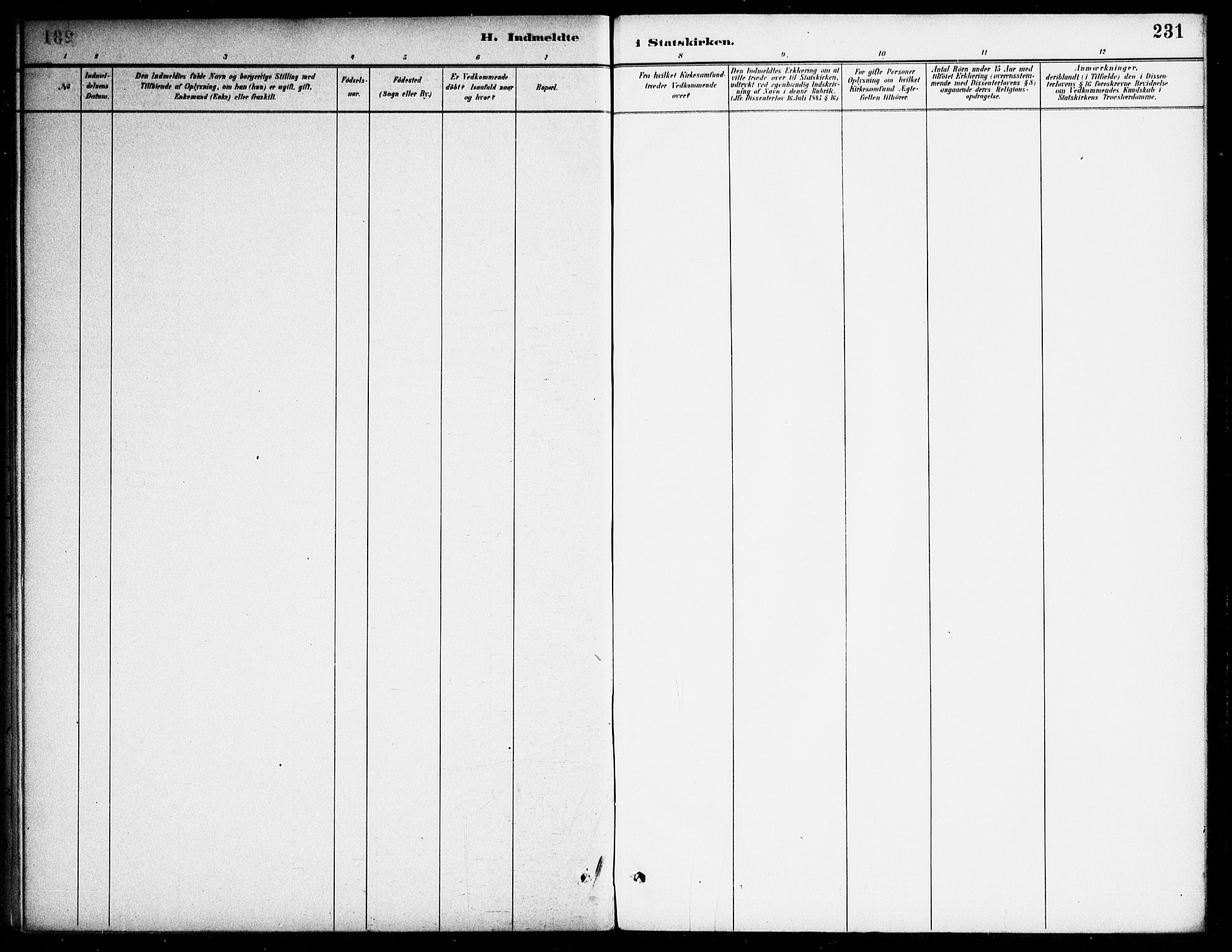 Bjelland sokneprestkontor, SAK/1111-0005/F/Fa/Fab/L0004: Ministerialbok nr. A 4, 1887-1920, s. 231