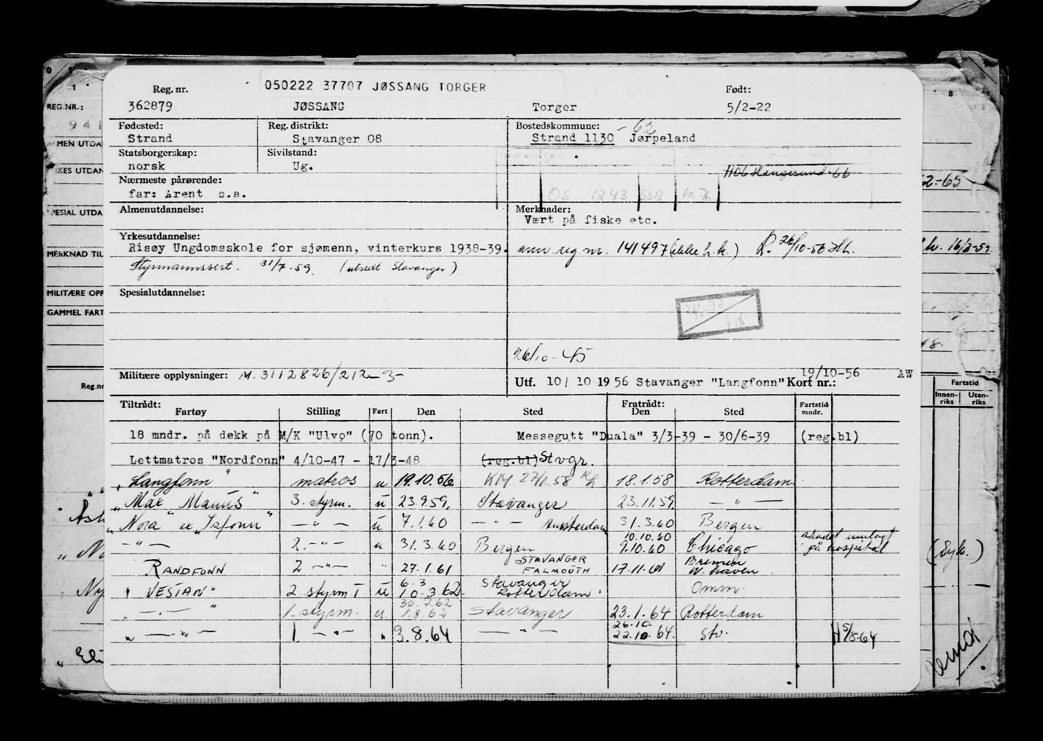 Direktoratet for sjømenn, AV/RA-S-3545/G/Gb/L0202: Hovedkort, 1922, s. 622