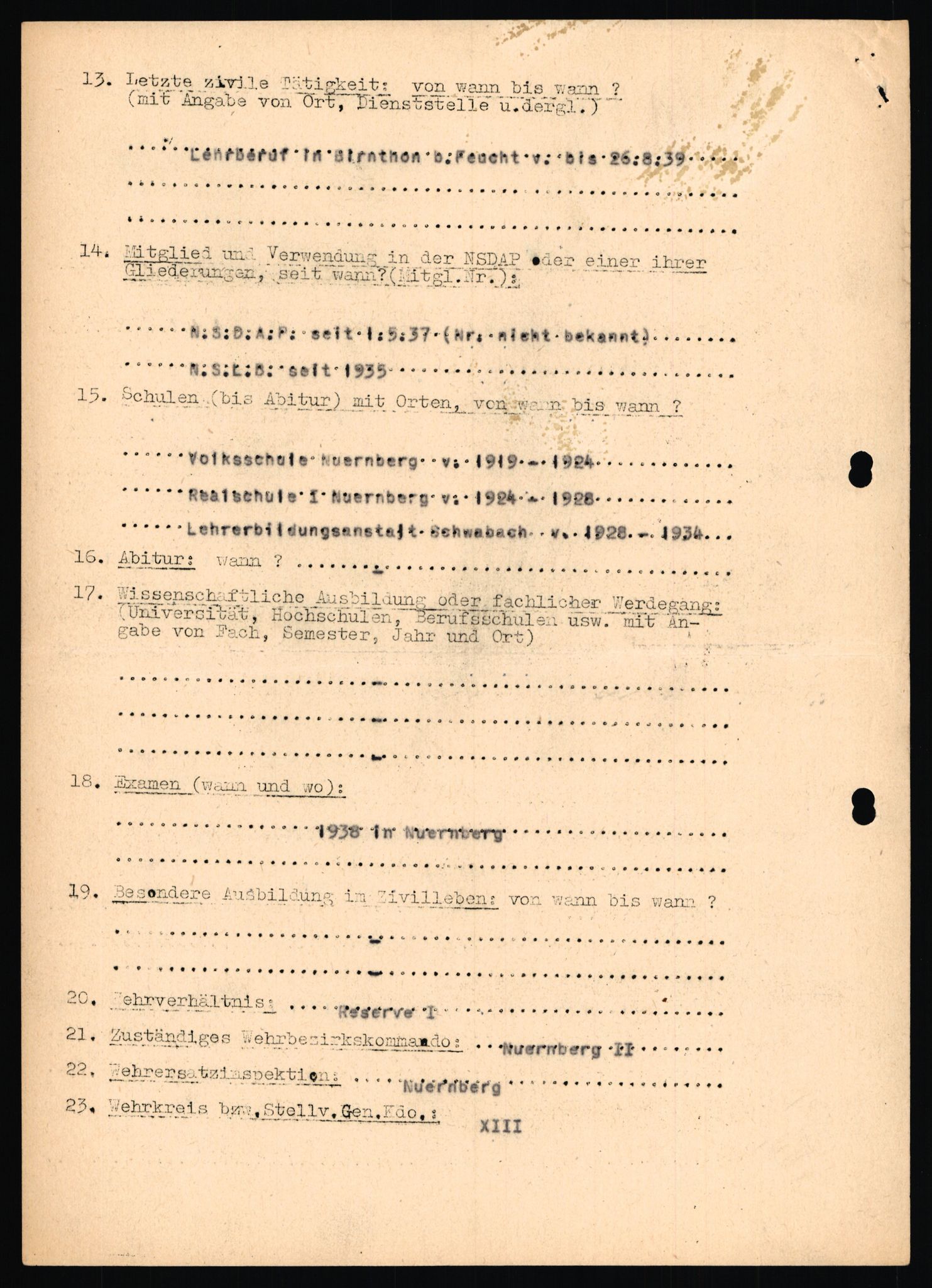 Forsvarets Overkommando. 2 kontor. Arkiv 11.4. Spredte tyske arkivsaker, AV/RA-RAFA-7031/D/Dar/Dara/L0019: Personalbøker og diverse, 1940-1945, s. 625