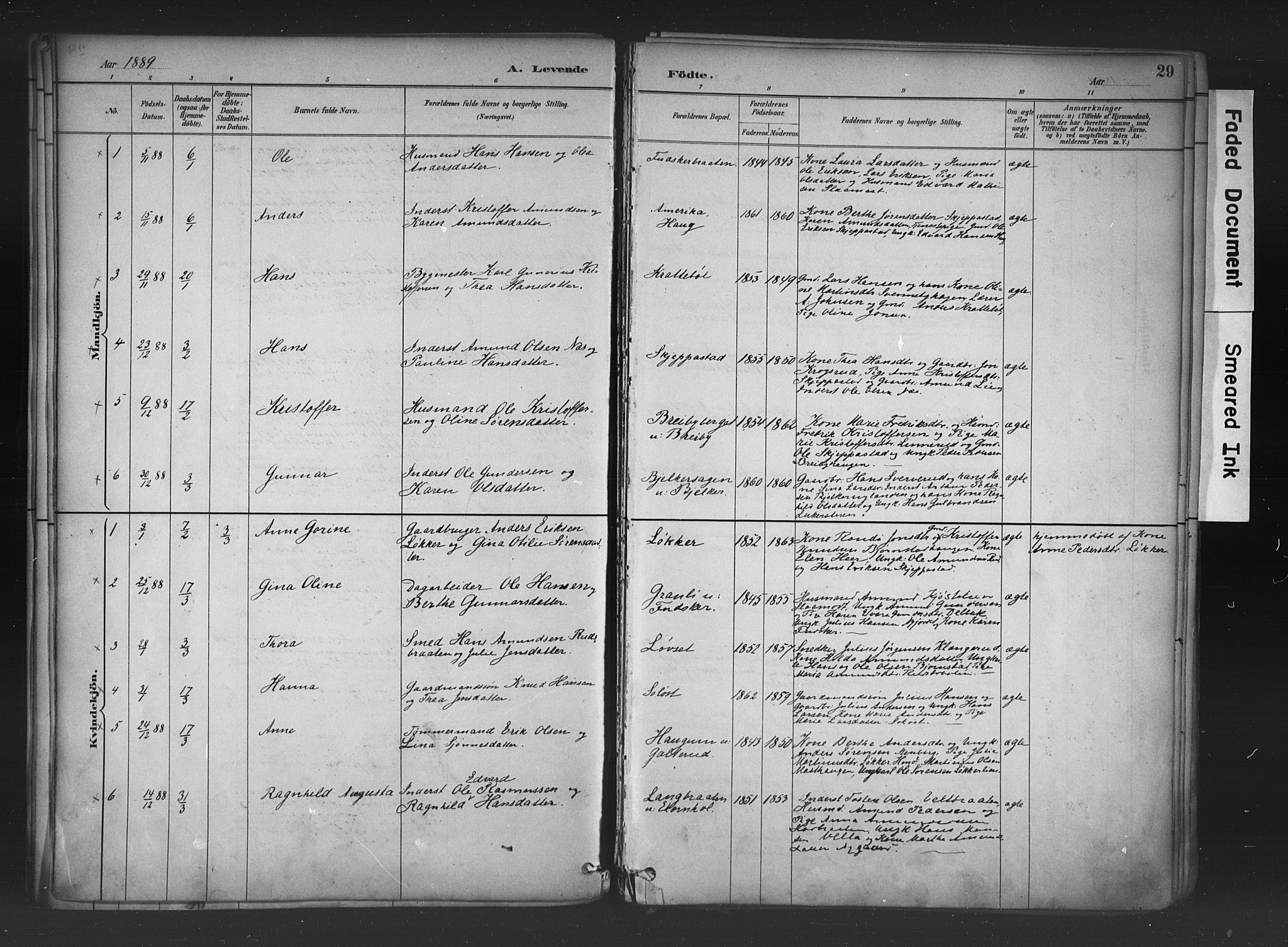Nord-Odal prestekontor, AV/SAH-PREST-032/H/Ha/Haa/L0006: Ministerialbok nr. 6, 1886-1901, s. 29