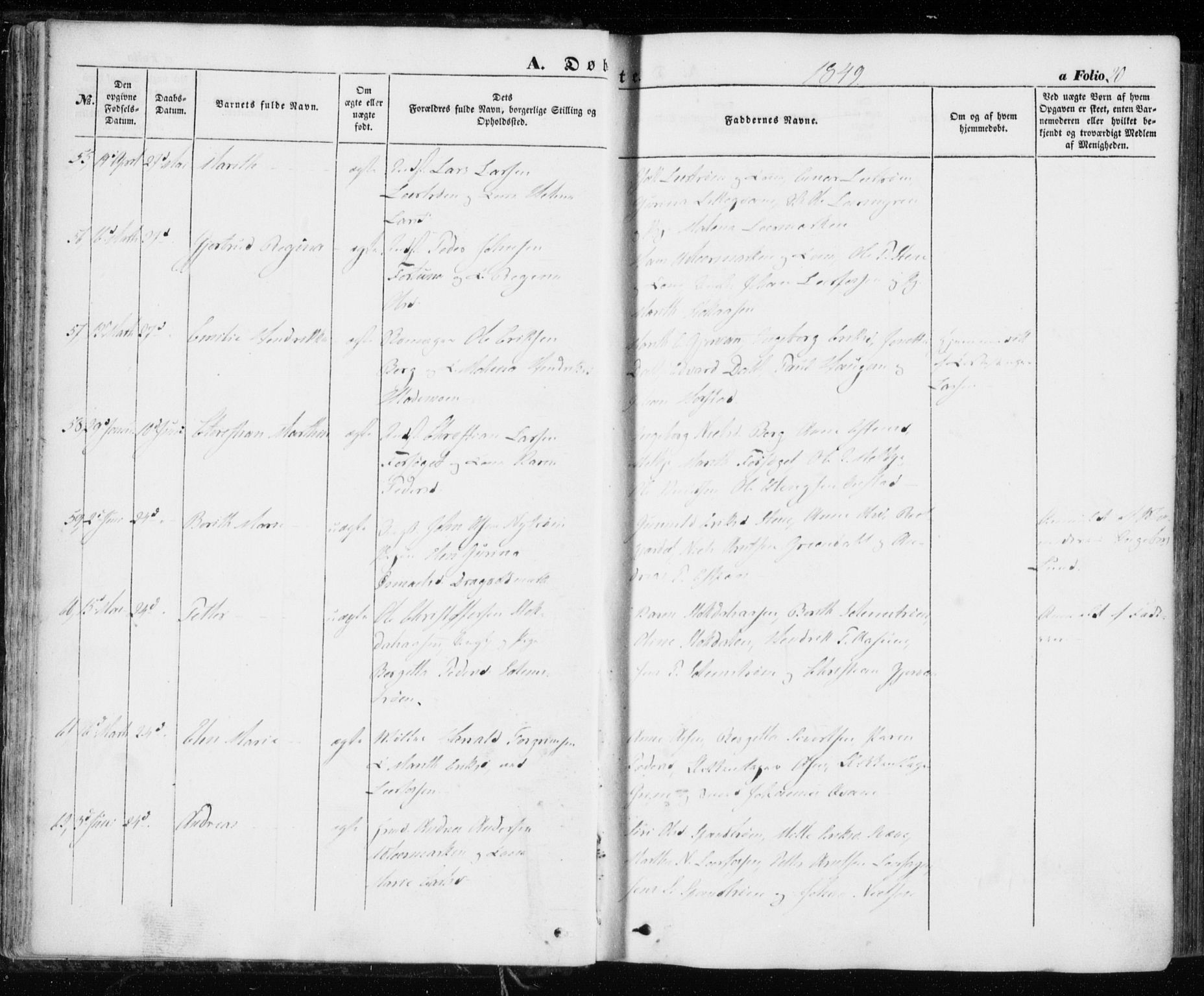 Ministerialprotokoller, klokkerbøker og fødselsregistre - Sør-Trøndelag, AV/SAT-A-1456/606/L0291: Ministerialbok nr. 606A06, 1848-1856, s. 20