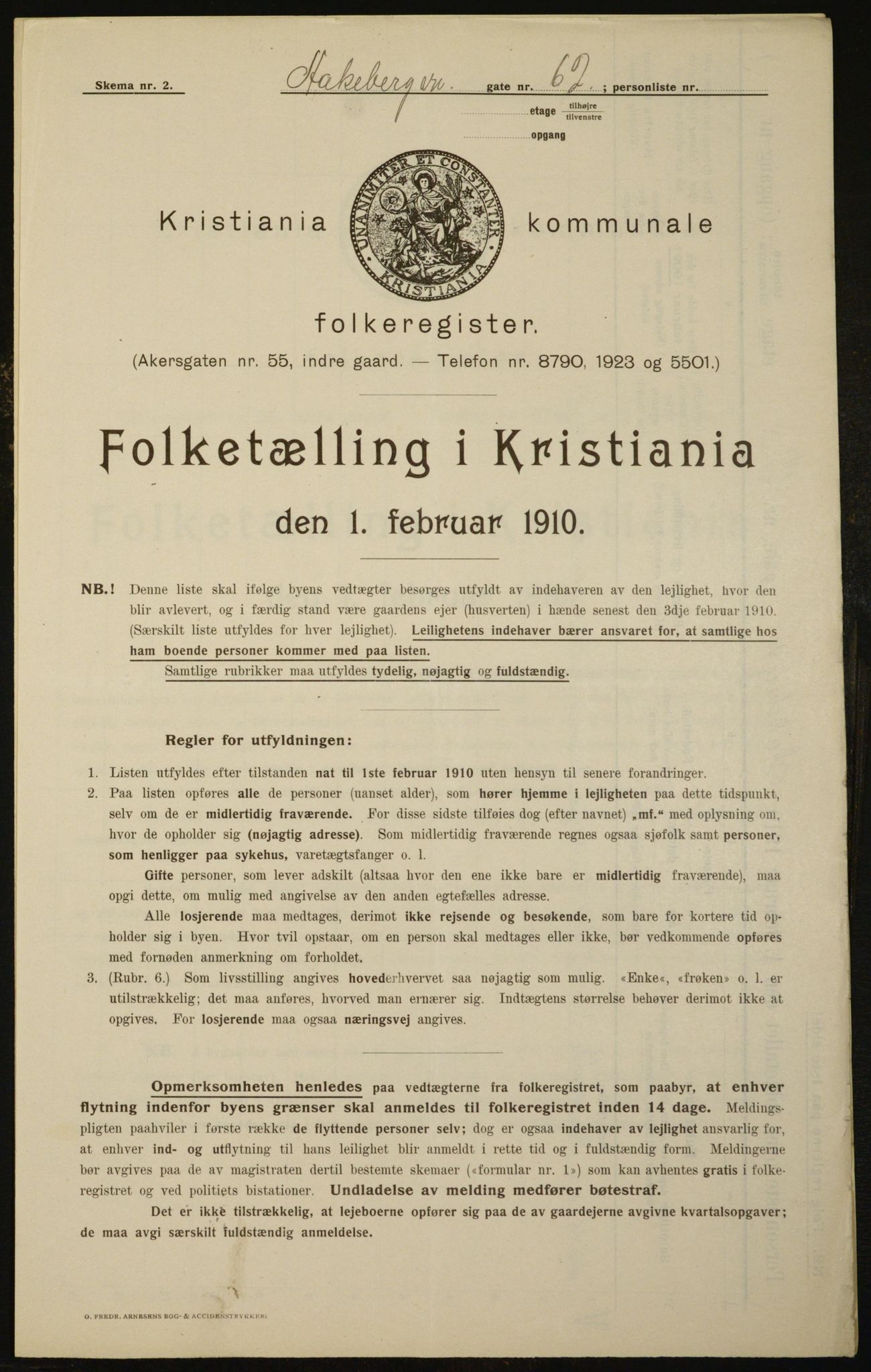 OBA, Kommunal folketelling 1.2.1910 for Kristiania, 1910, s. 124148