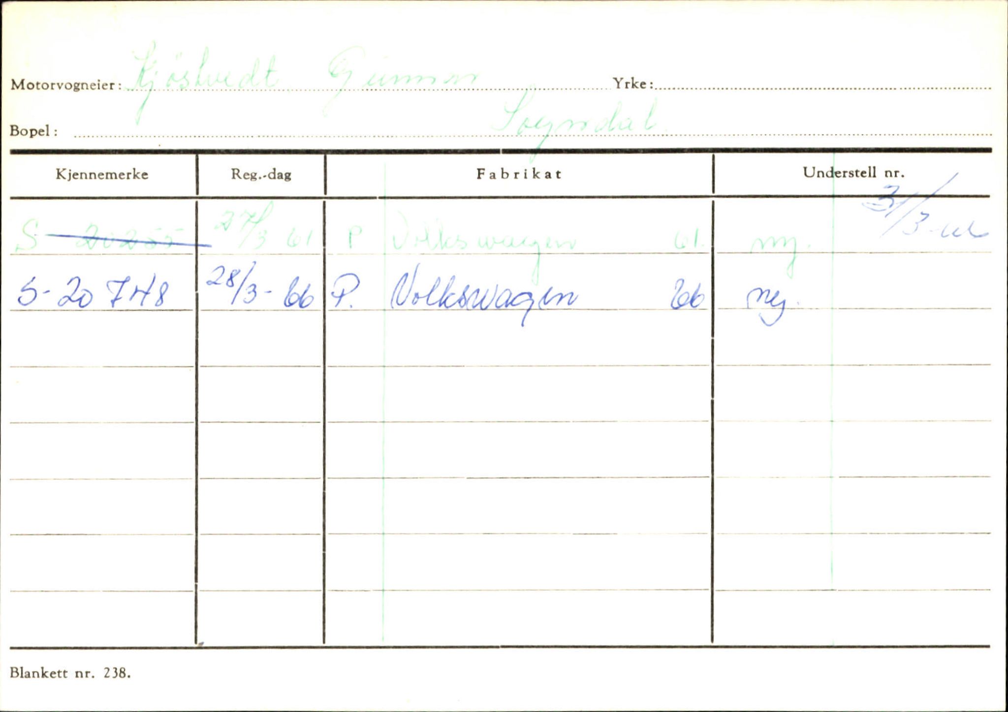 Statens vegvesen, Sogn og Fjordane vegkontor, SAB/A-5301/4/F/L0124: Eigarregister Sogndal A-U, 1945-1975, s. 1242