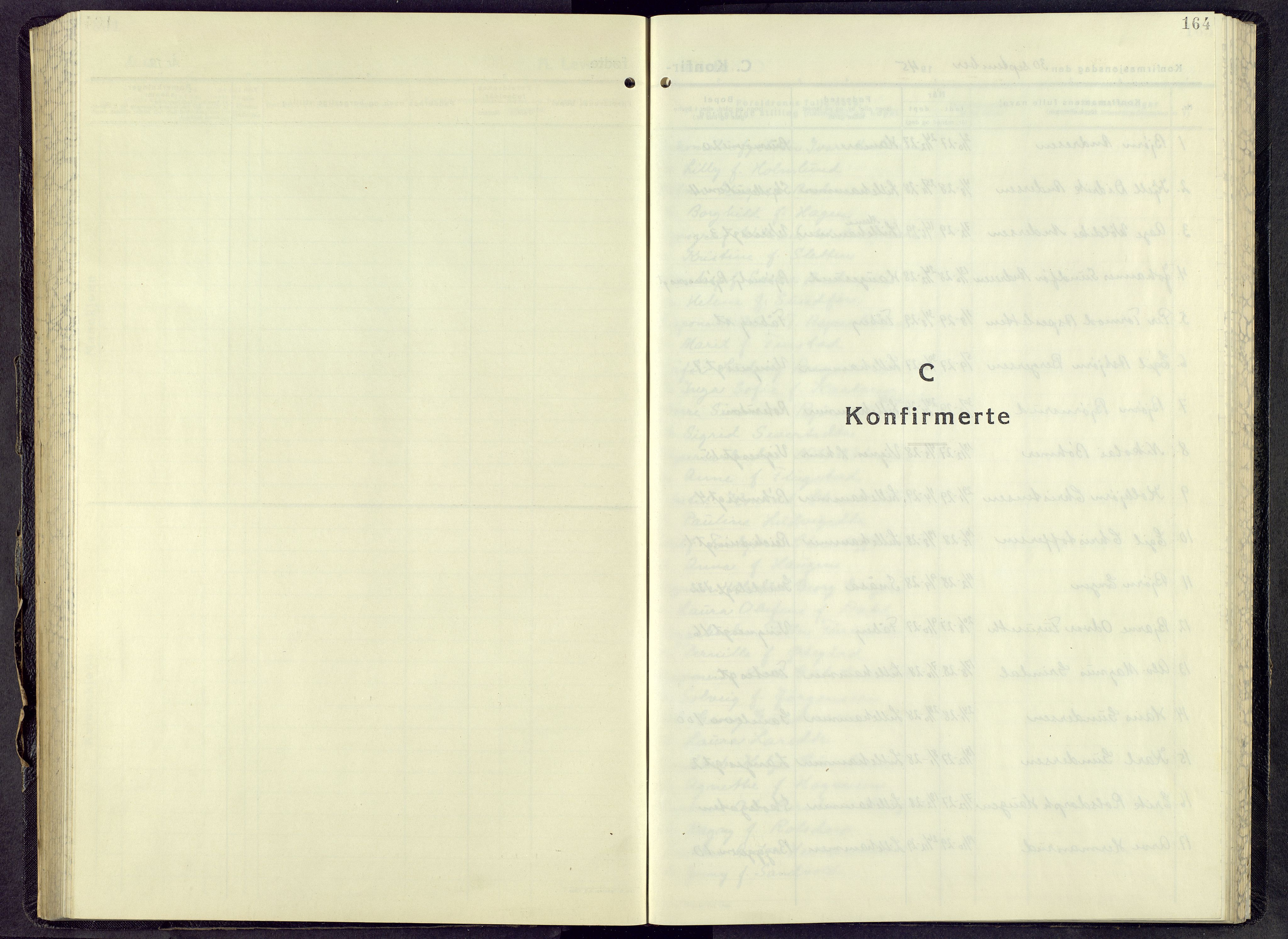 Lillehammer prestekontor, AV/SAH-PREST-088/H/Ha/Hab/L0005: Klokkerbok nr. 5, 1943-1955, s. 164