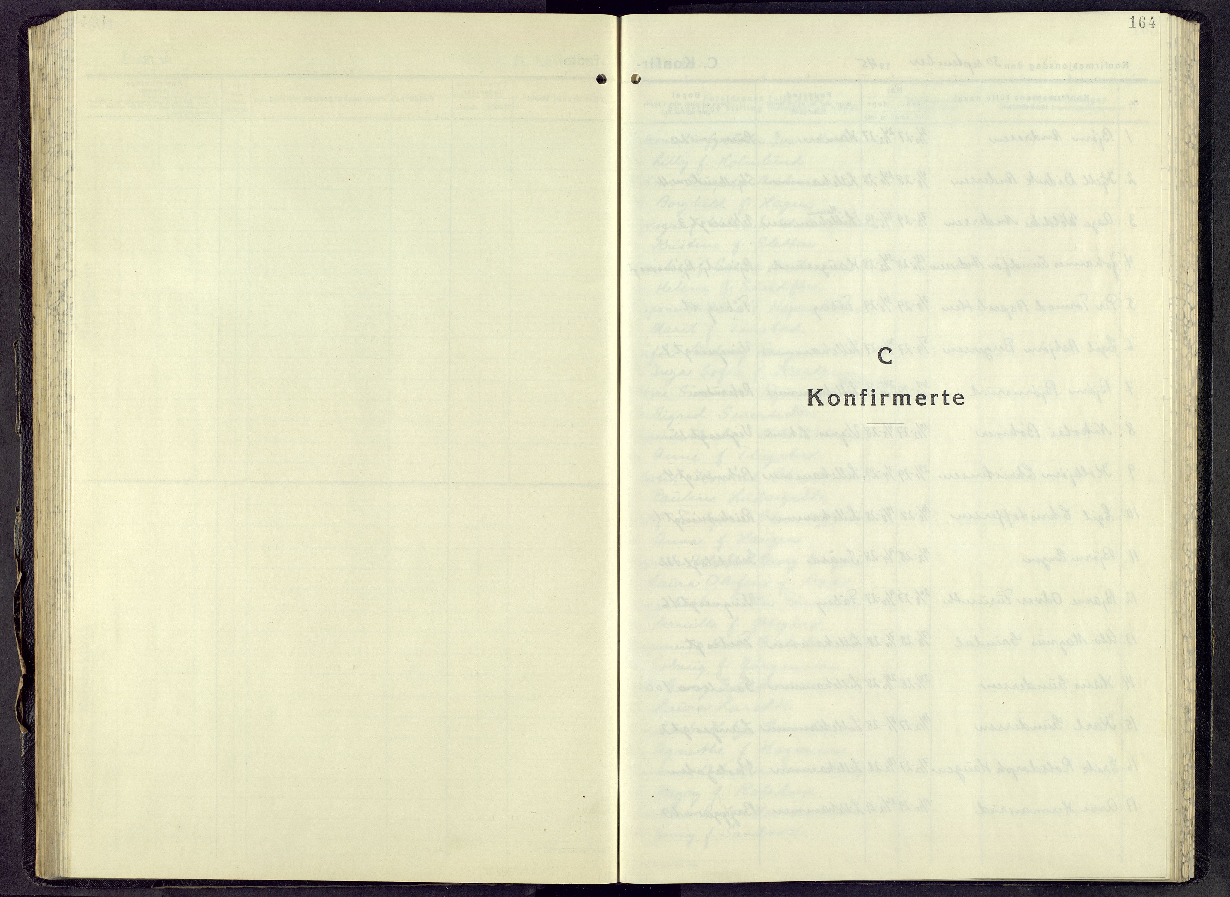 Lillehammer prestekontor, SAH/PREST-088/H/Ha/Hab/L0005: Klokkerbok nr. 5, 1943-1955, s. 164