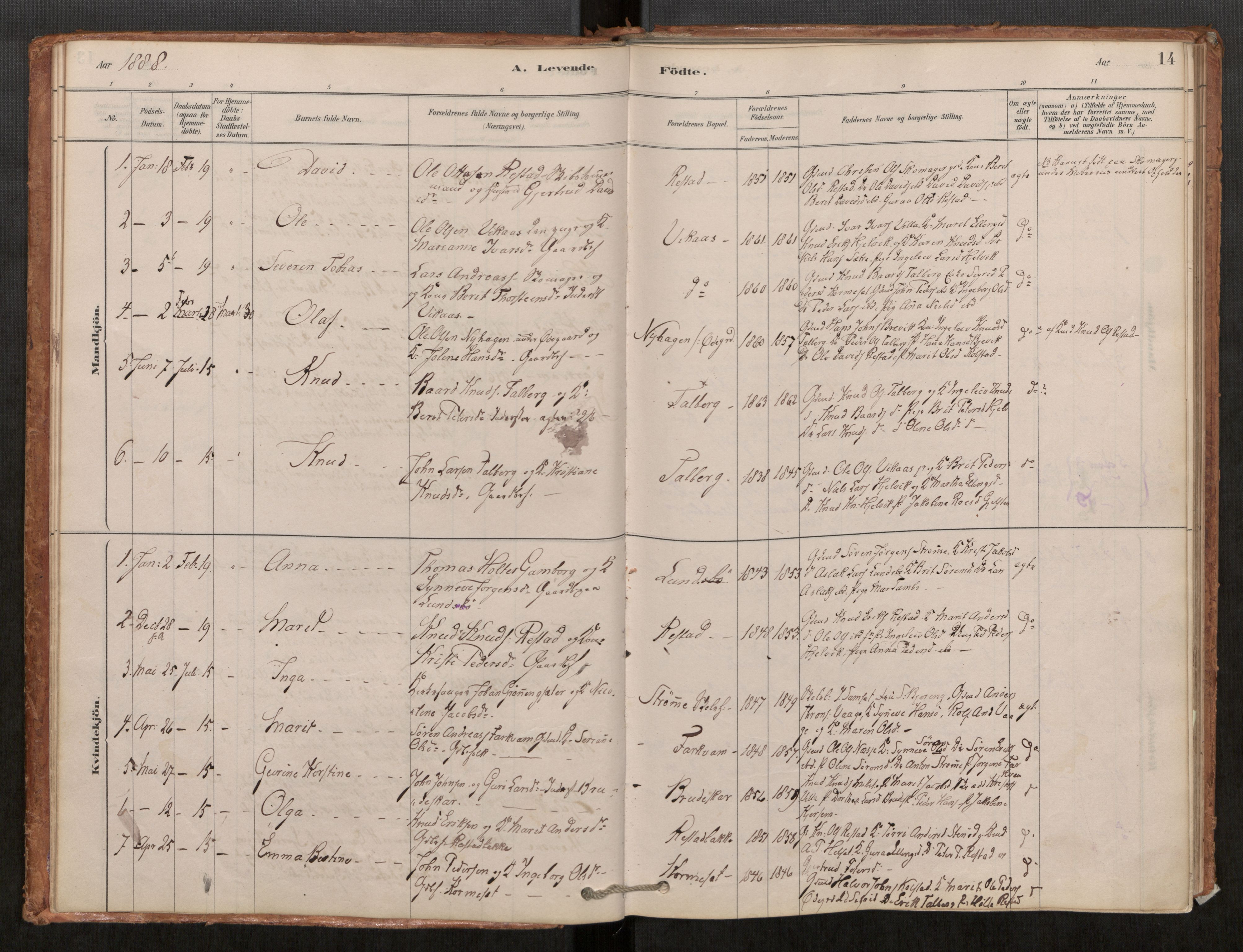 Ministerialprotokoller, klokkerbøker og fødselsregistre - Møre og Romsdal, AV/SAT-A-1454/550/L0621: Ministerialbok nr. 550A01, 1878-1915, s. 14